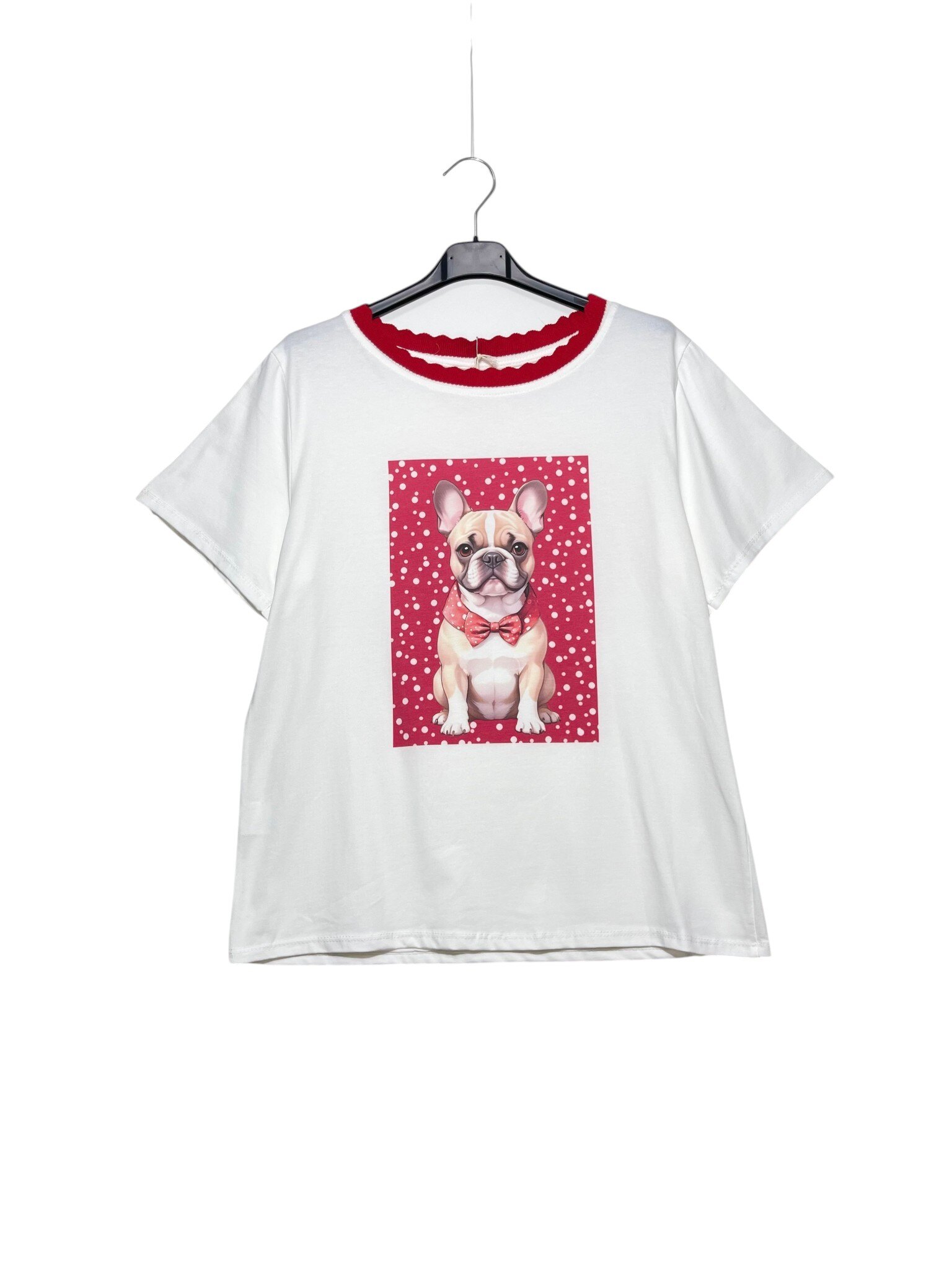 Wholesaler Elegance - Wavy collar T-shirt with French bulldog print
