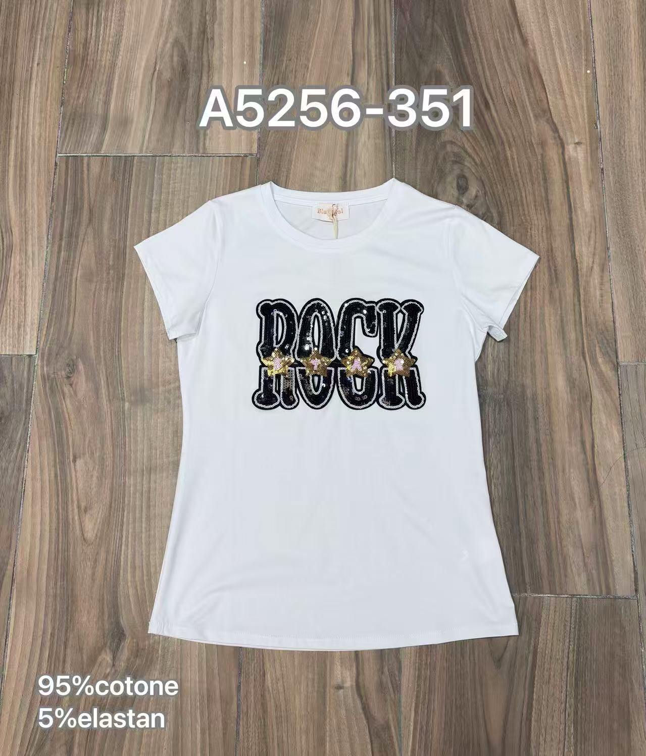 Wholesaler Elegance - Slim sequin T-shirt with ROCK lettering