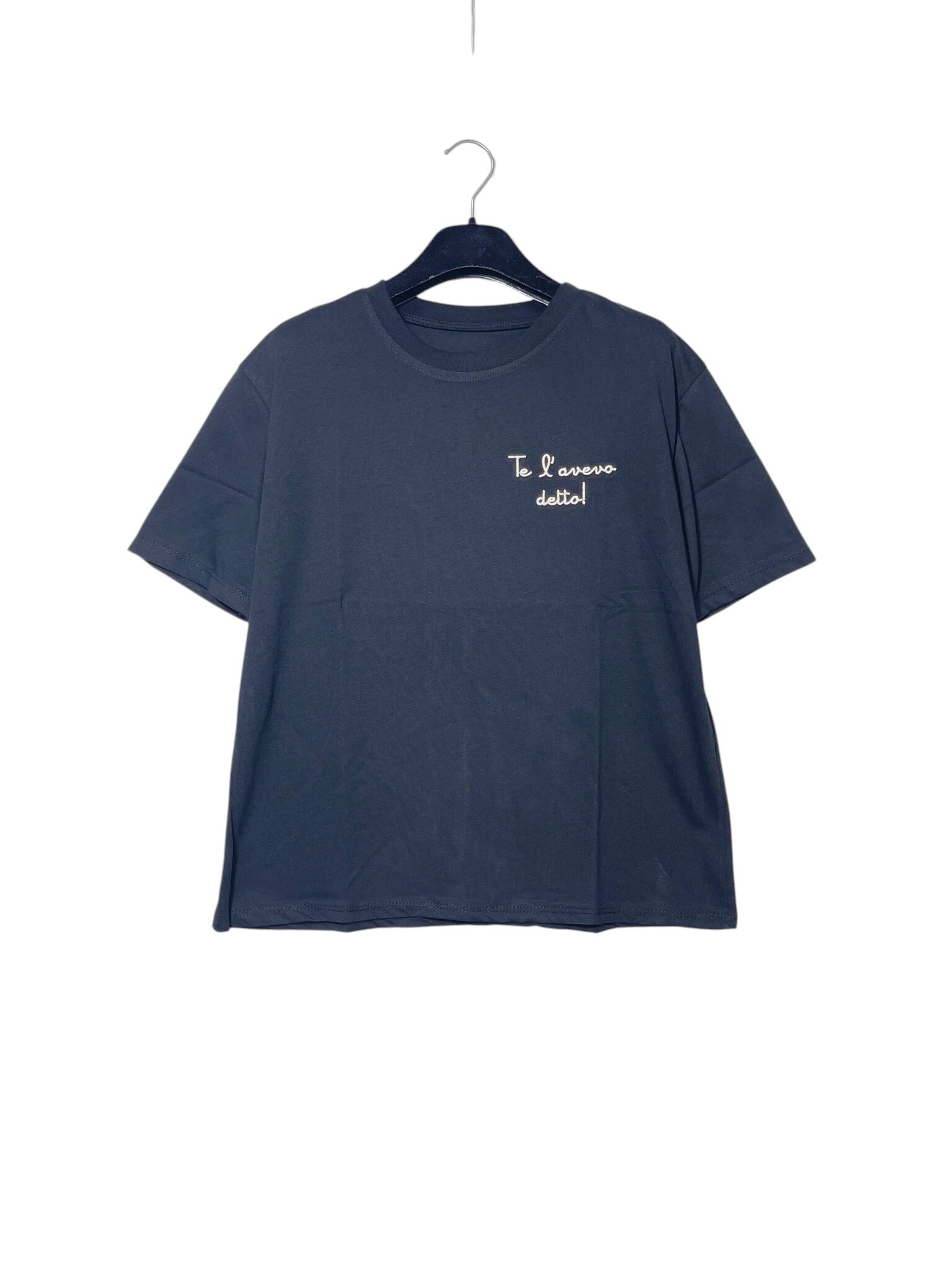 Mayorista Elegance - Camiseta mediana de puro algodón con inscripción bordada "Te lo dije"