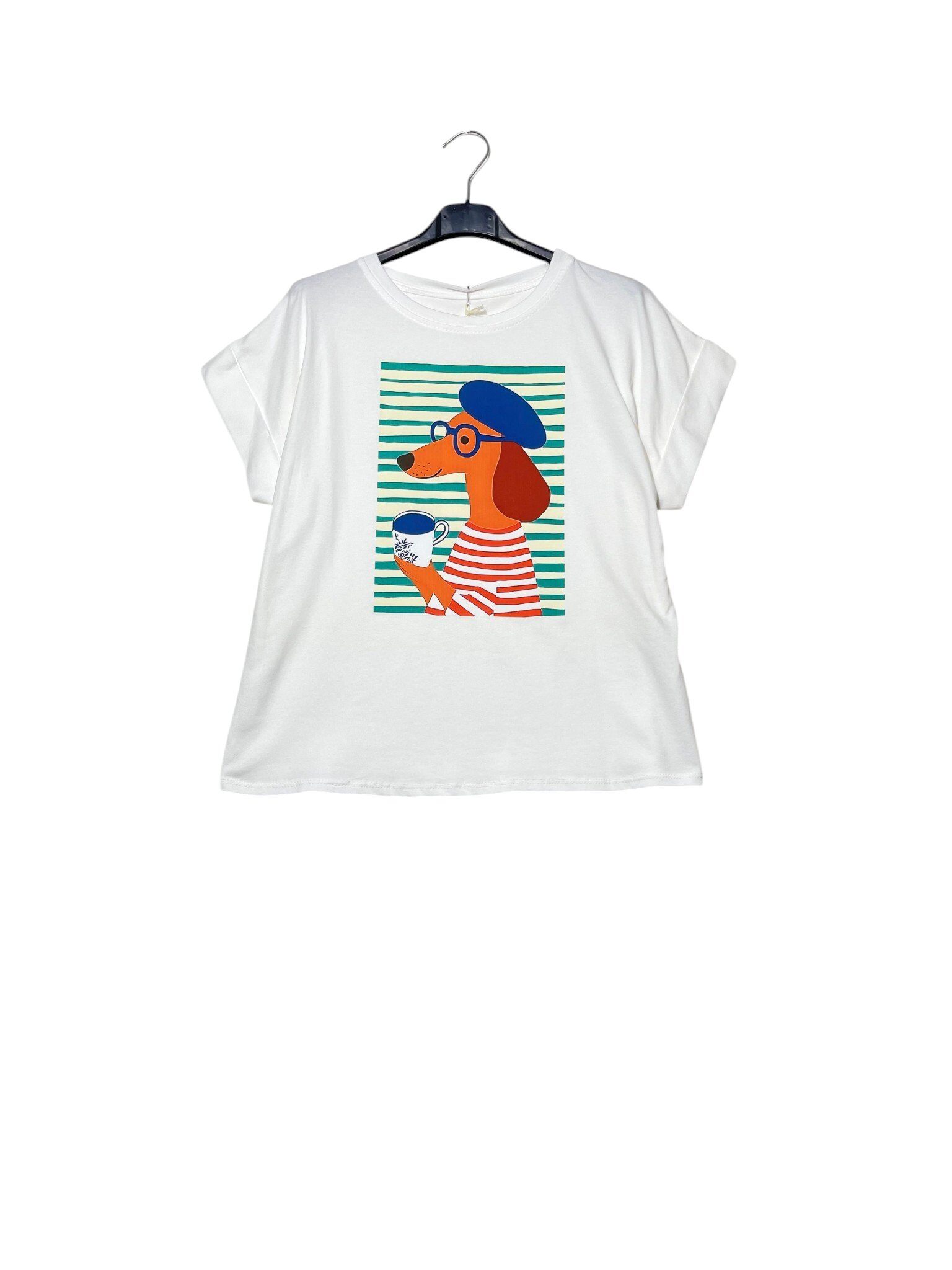 Wholesaler Elegance - Stone wash T-shirt with dog design