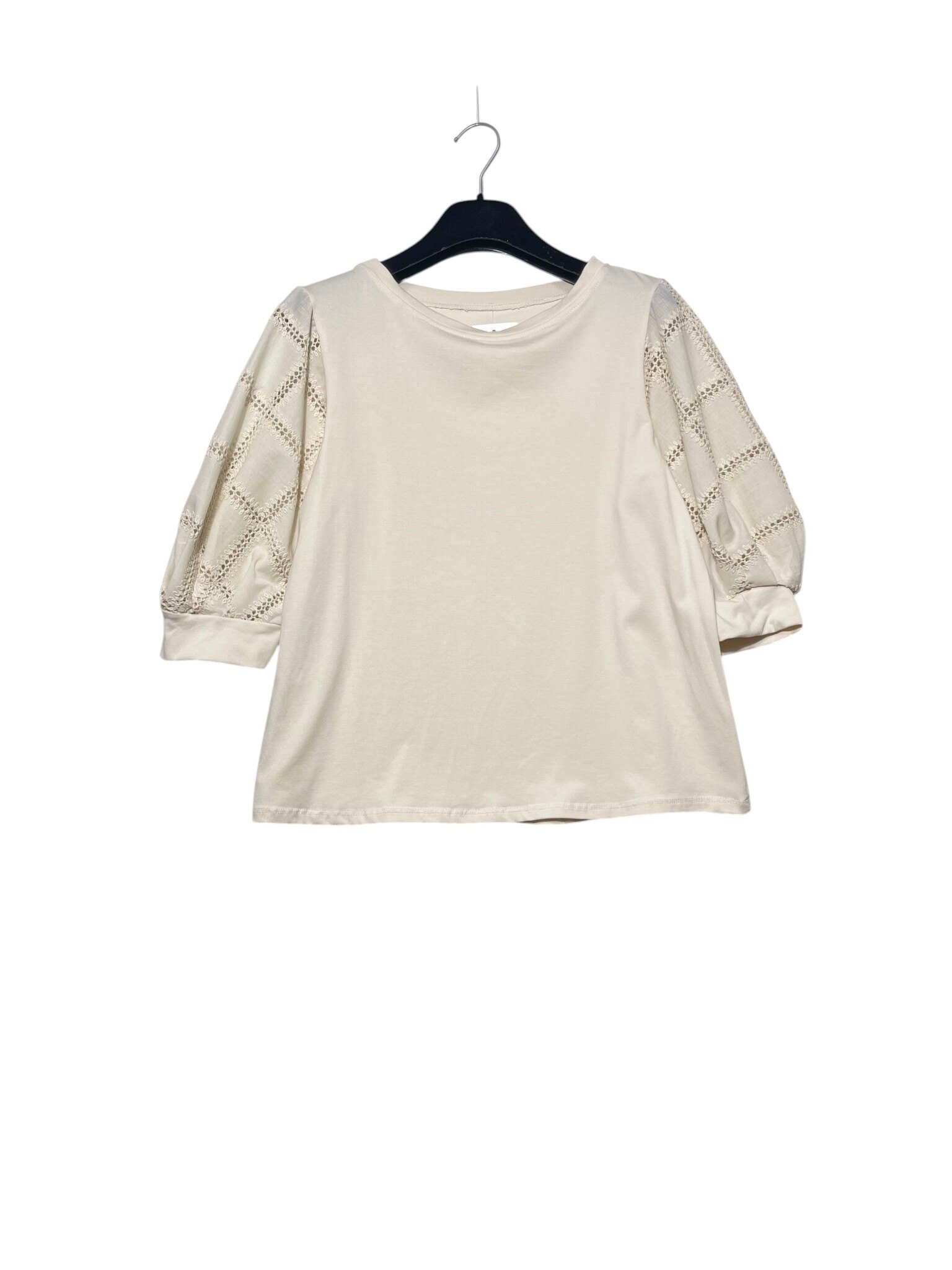 Wholesaler Elegance - 3/4 sleeve t-shirt with checkered embroidery