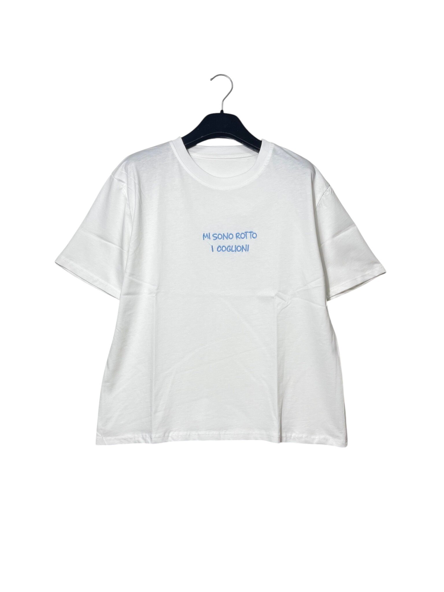 Mayorista Elegance - Camiseta de puro algodón con texto bordado ESTOY HASTA LAS NARICES