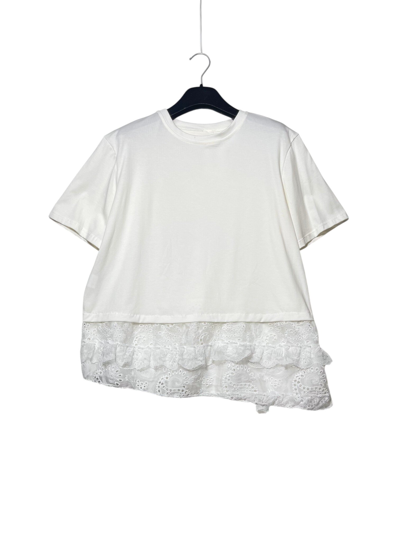 Wholesaler Elegance - Asymmetric oversized T-shirt with eyelet lace