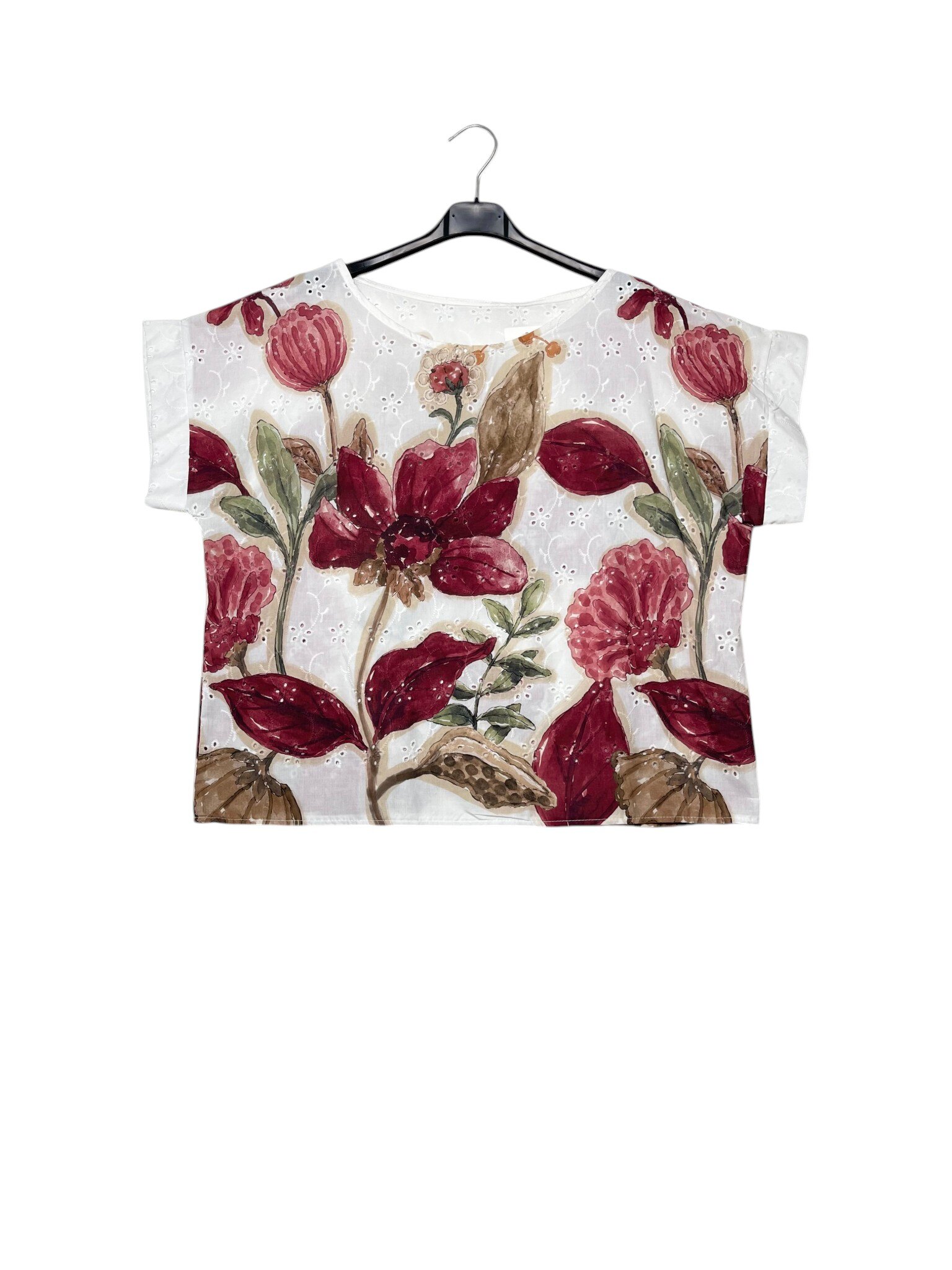 Mayorista Elegance - Camiseta de bordado inglés con estampado floral