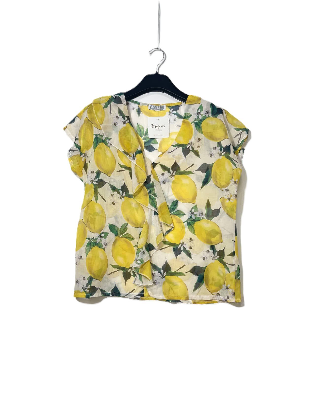 Wholesaler Elegance - Ruffled V-neck tank top with lemon print