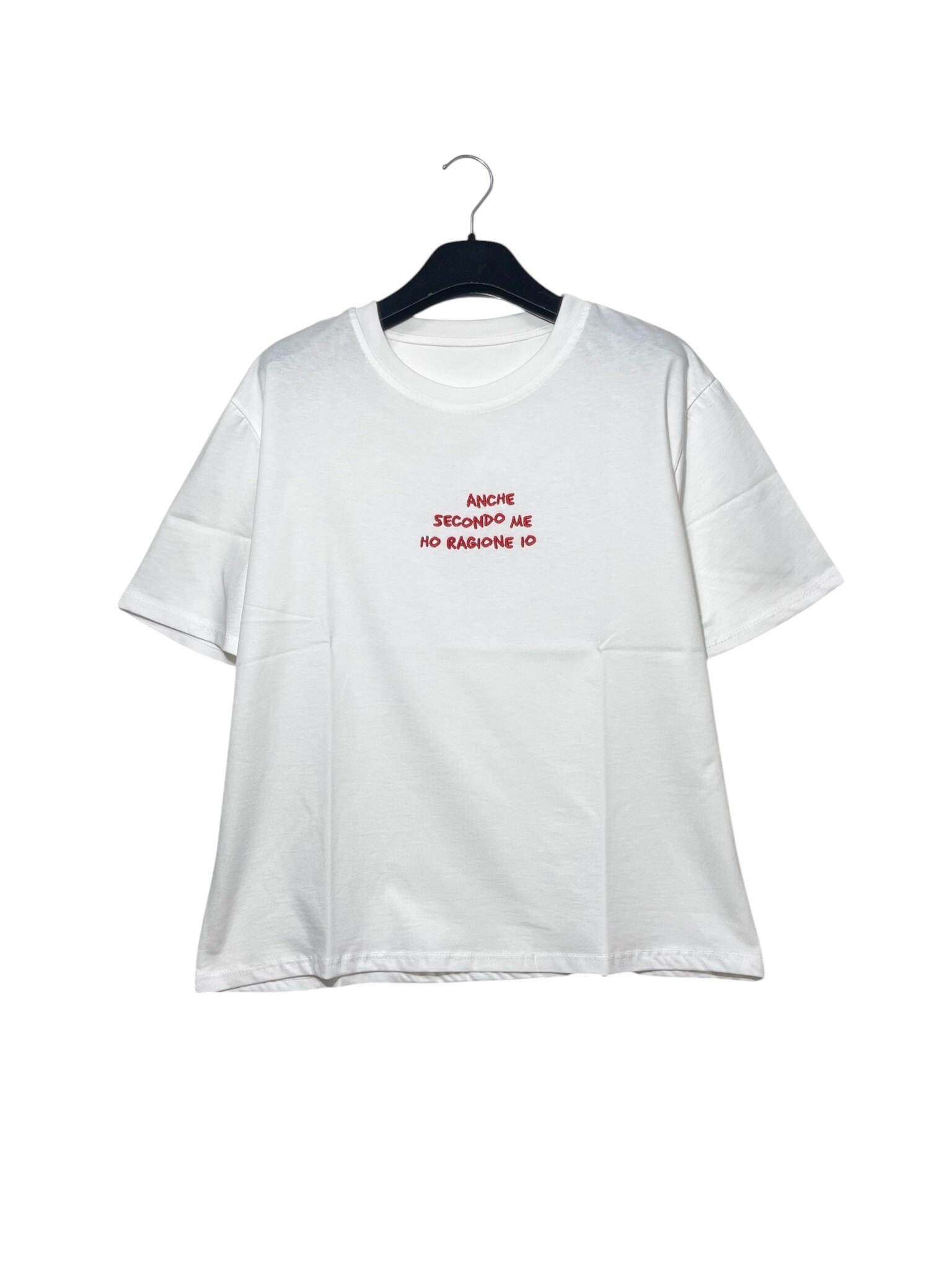 Wholesaler Elegance - Pure cotton T-shirt with embroidered text EVEN IF I THINK I'M RIGHT