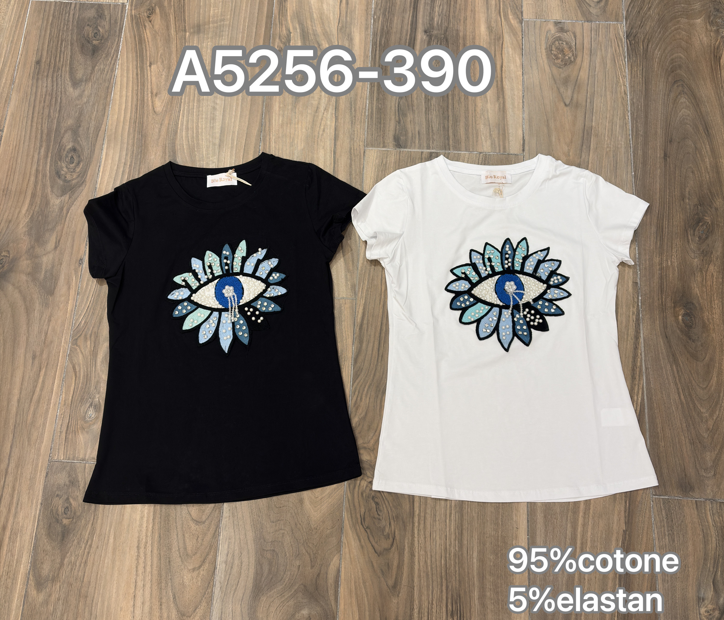 Wholesaler Elegance - Slim-fit T-shirt with eye-shaped pearl embellishment