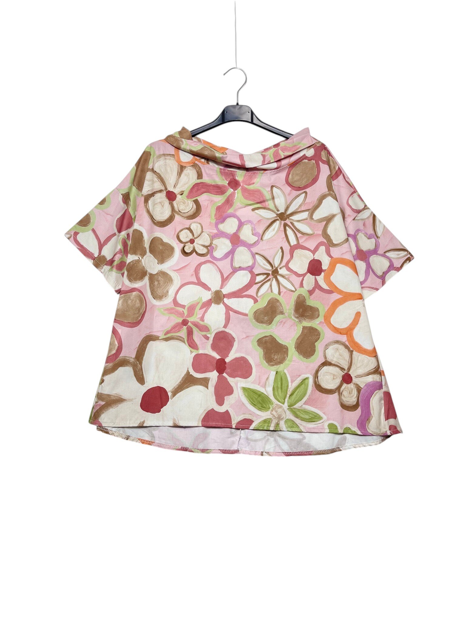 Wholesaler Elegance - Oversized t-shirt with floral turn-down collar