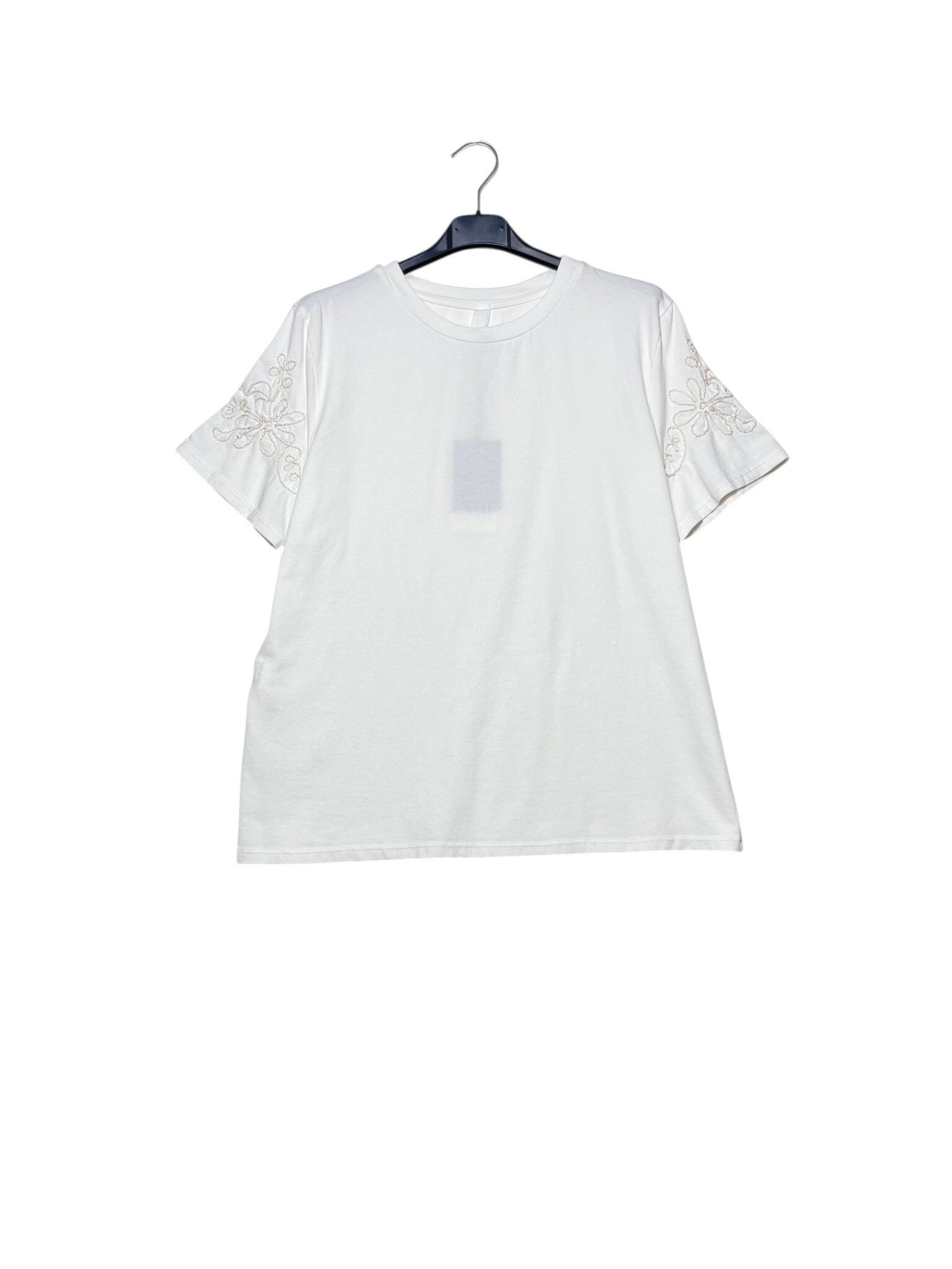 Wholesaler Elegance - T-shirt with lurex embroidery on the sleeves