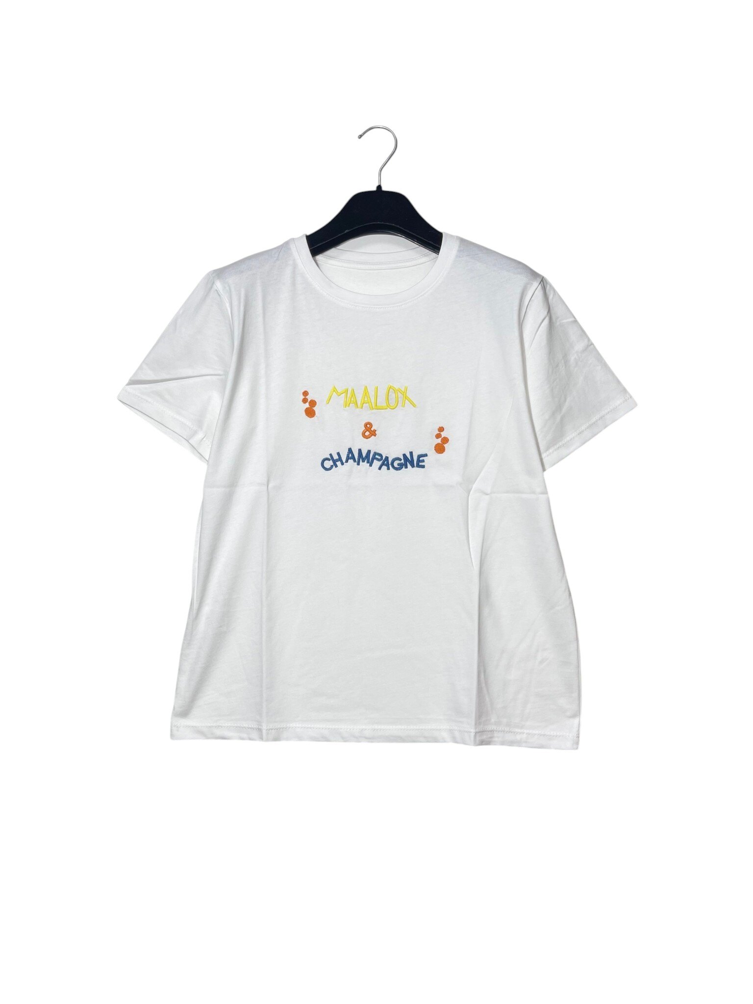 Mayorista Elegance - Camiseta mediana con letras bordadas MAALOX & CHAMPAGNE