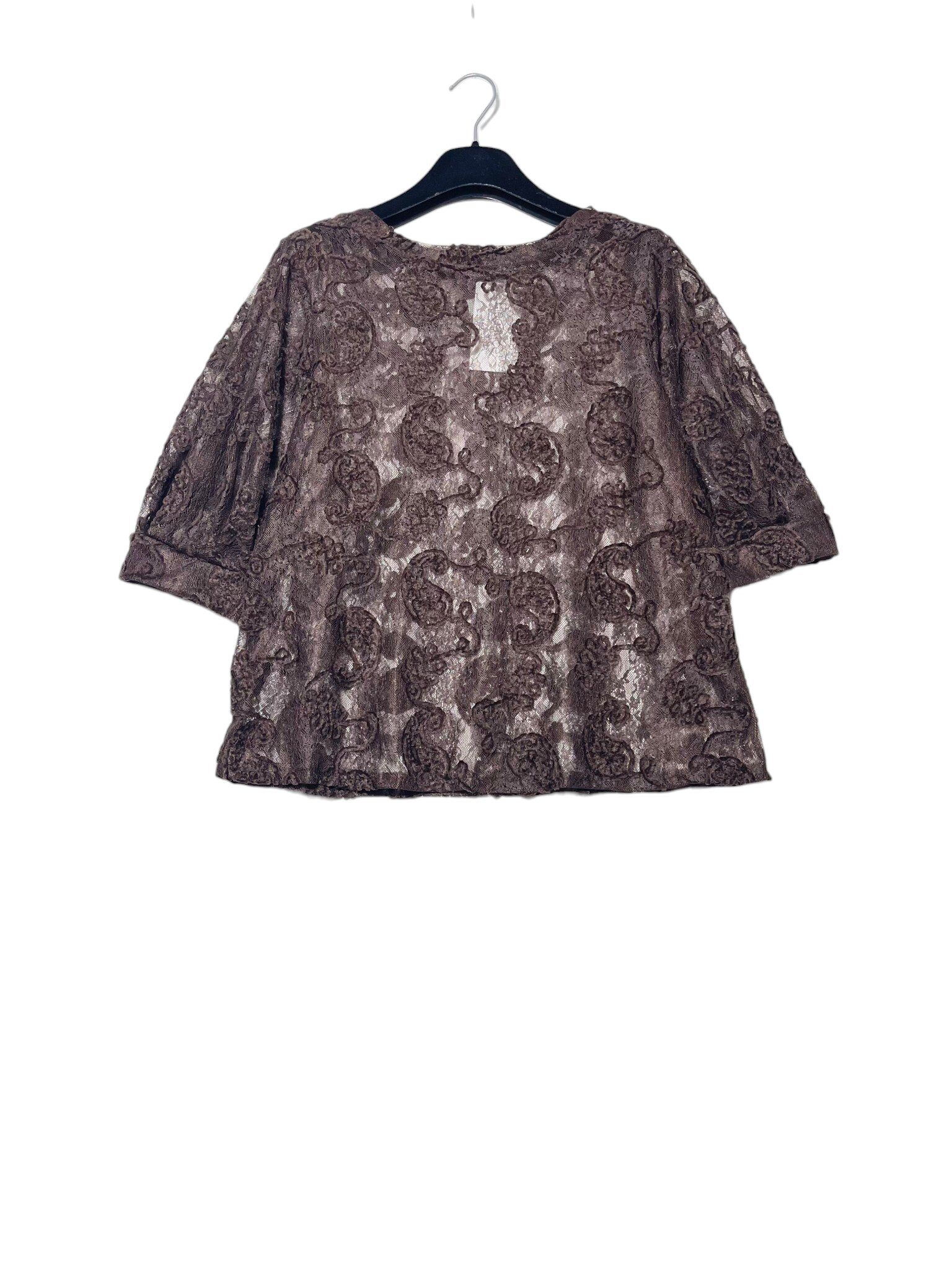 Grossiste Elegance - T-shirt en dentelle de velours à manches trois-quarts