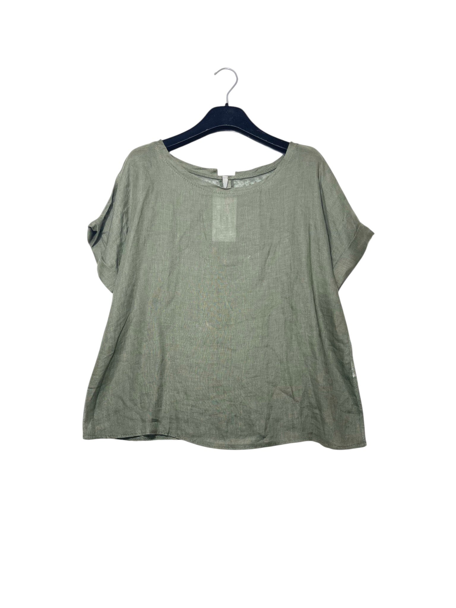 Wholesaler Elegance - Pure linen T-shirt with buttons at the back