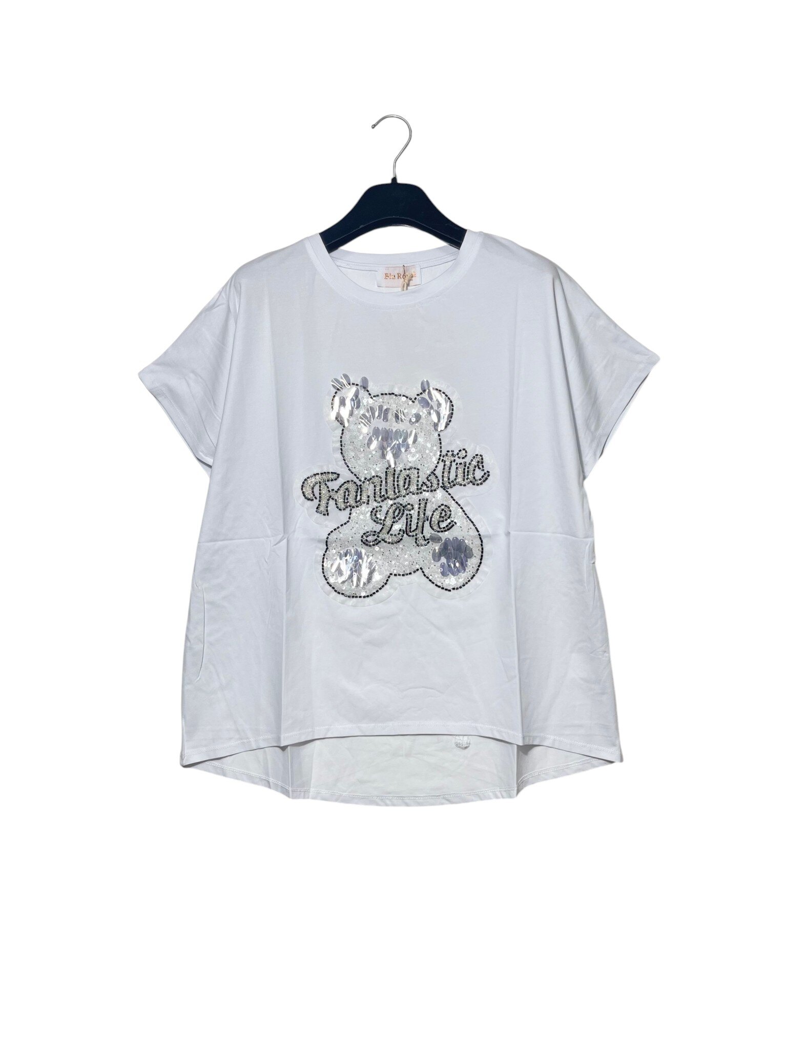 Wholesaler Elegance - Oversized T-shirt with bear-shaped sequin appliqué