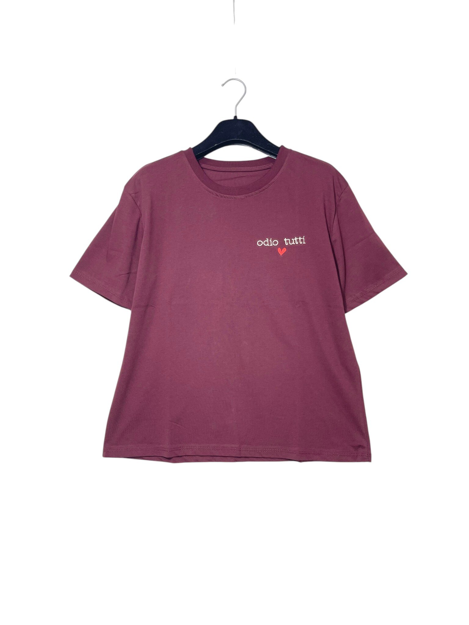 Mayorista Elegance - Camiseta mediana de puro algodón con texto bordado ODIO A TODOS