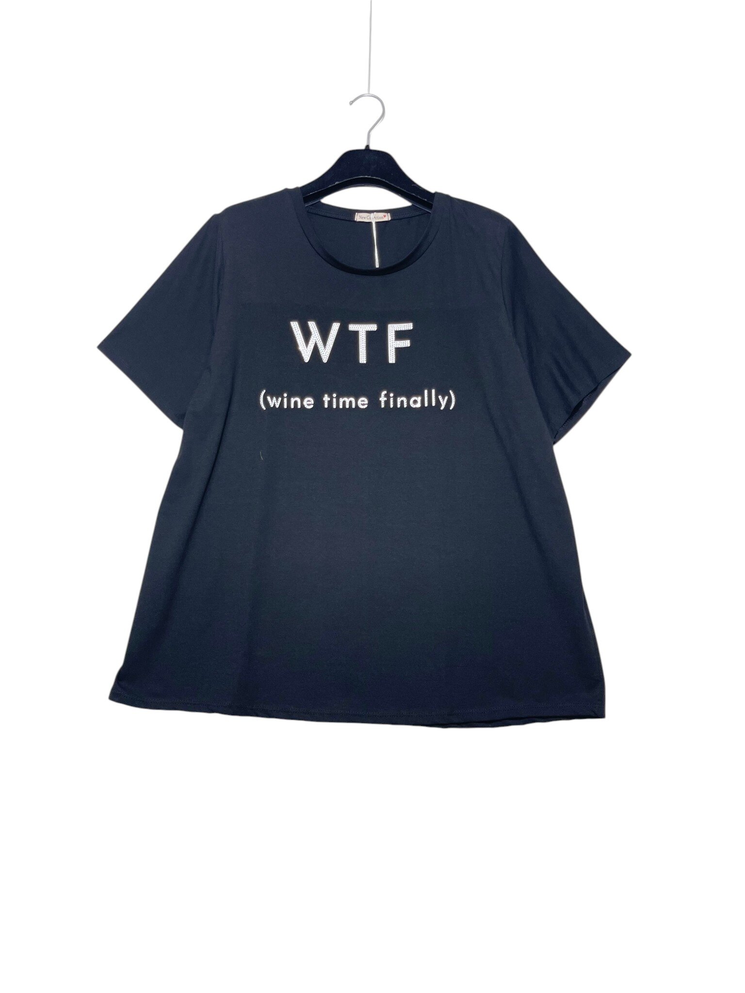 Mayorista Elegance - Camiseta talla grande con estampado WTF (wine time finally)