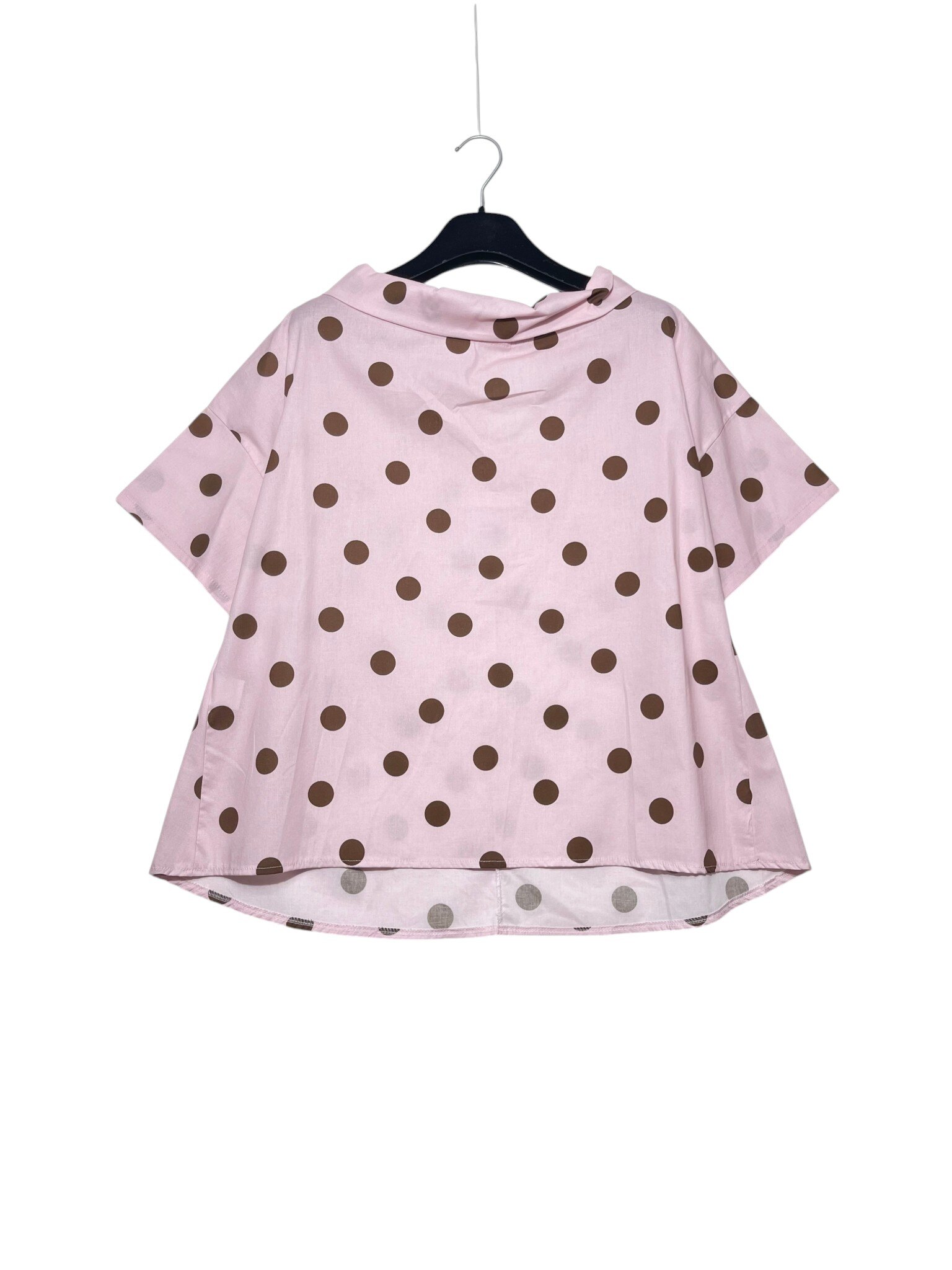 Wholesaler Elegance - Oversized t-shirt with polka dot rolled collar