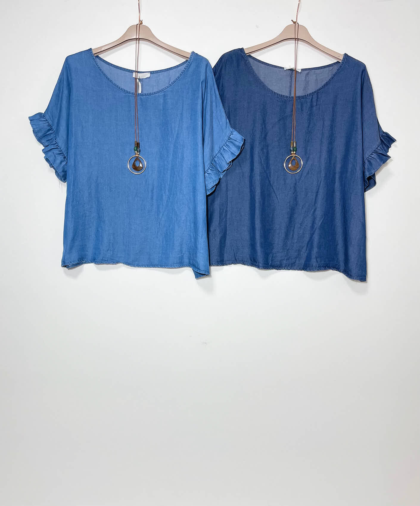 Mayorista Elegance - Jeans con jeans con volantes y collar