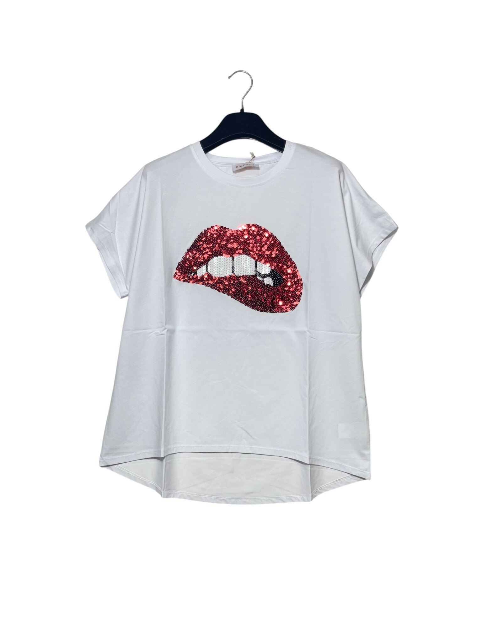 Wholesaler Elegance - Oversized T-shirt with mouth-shaped sequins
