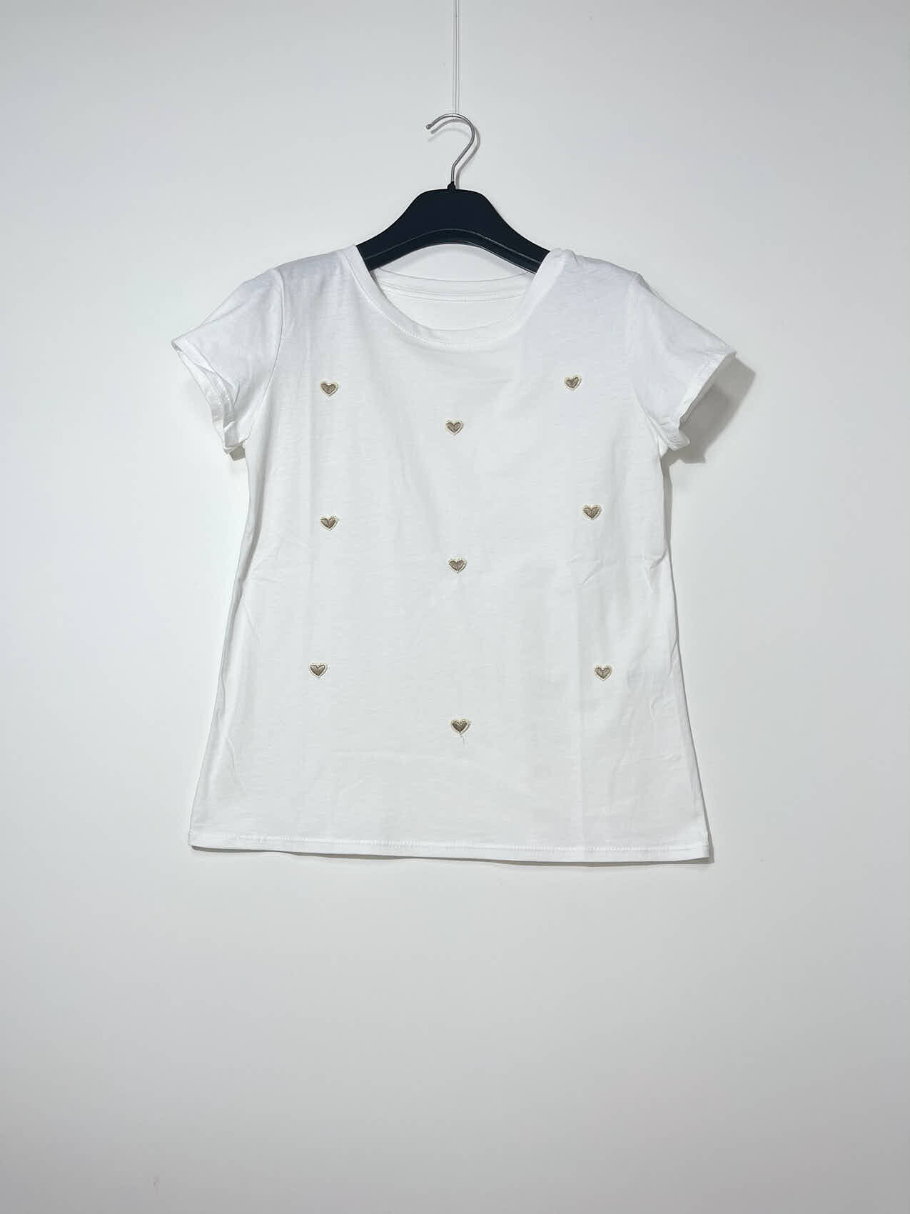 Wholesaler Elegance - White Slim T-Shirt with Hearts