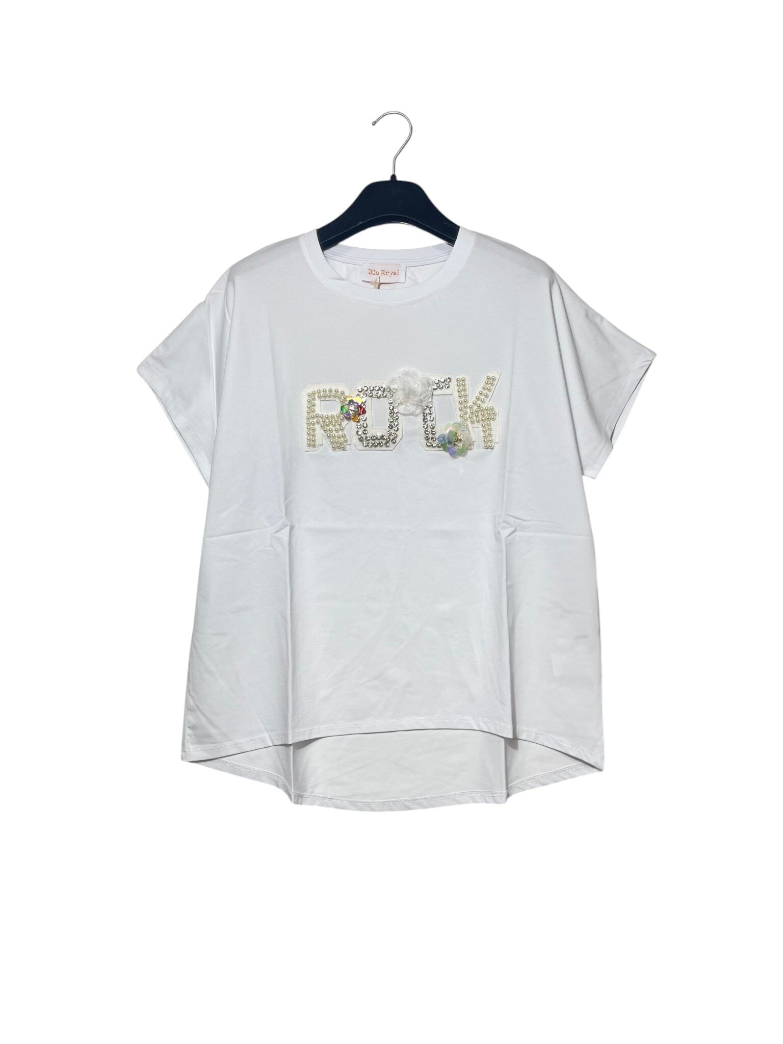Wholesaler Elegance - Oversized T-shirt with pearls and ROCK lettering