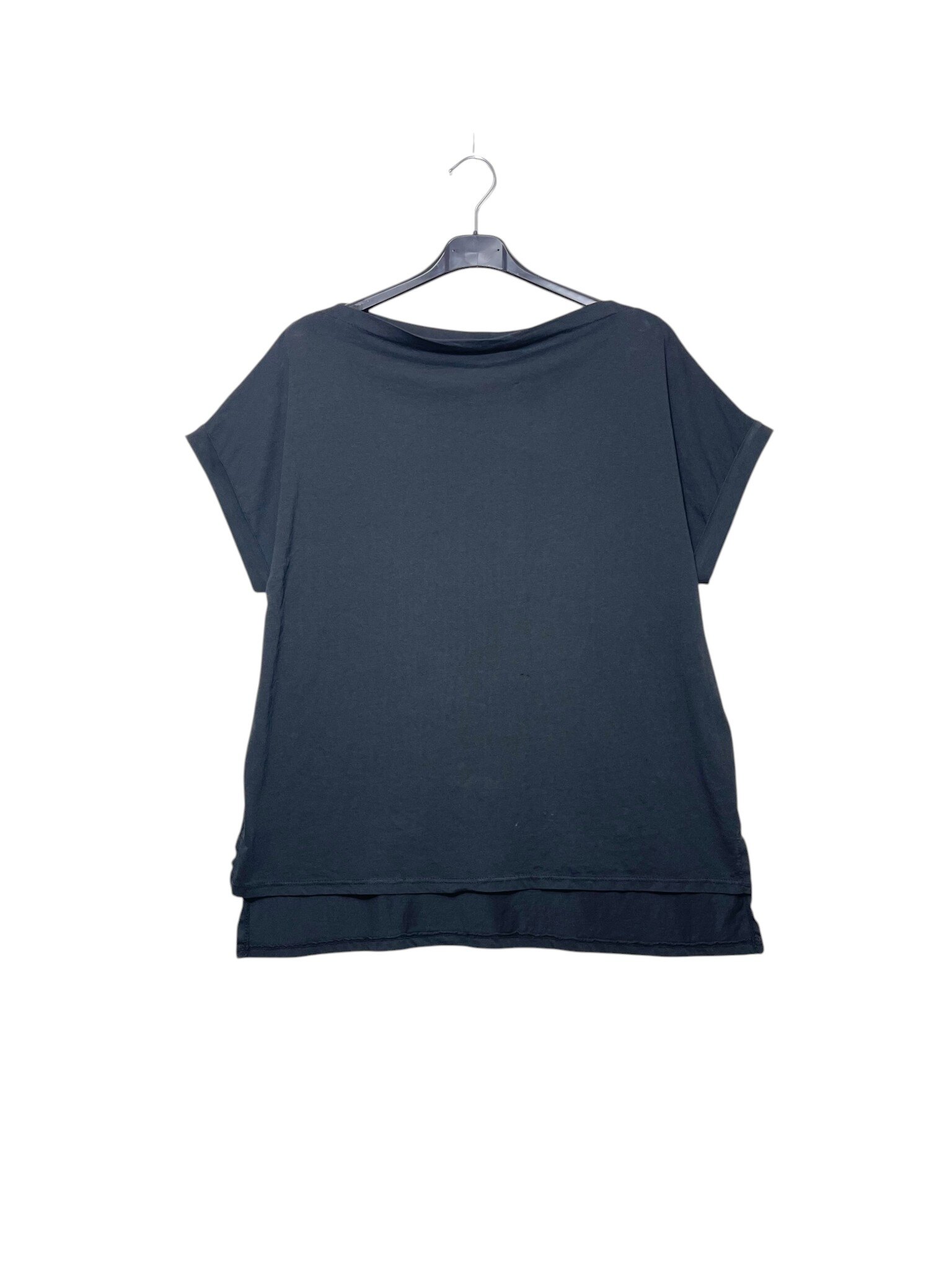 Wholesaler Elegance - Oversized T-shirt with wide neckline, rolled-up sleeves