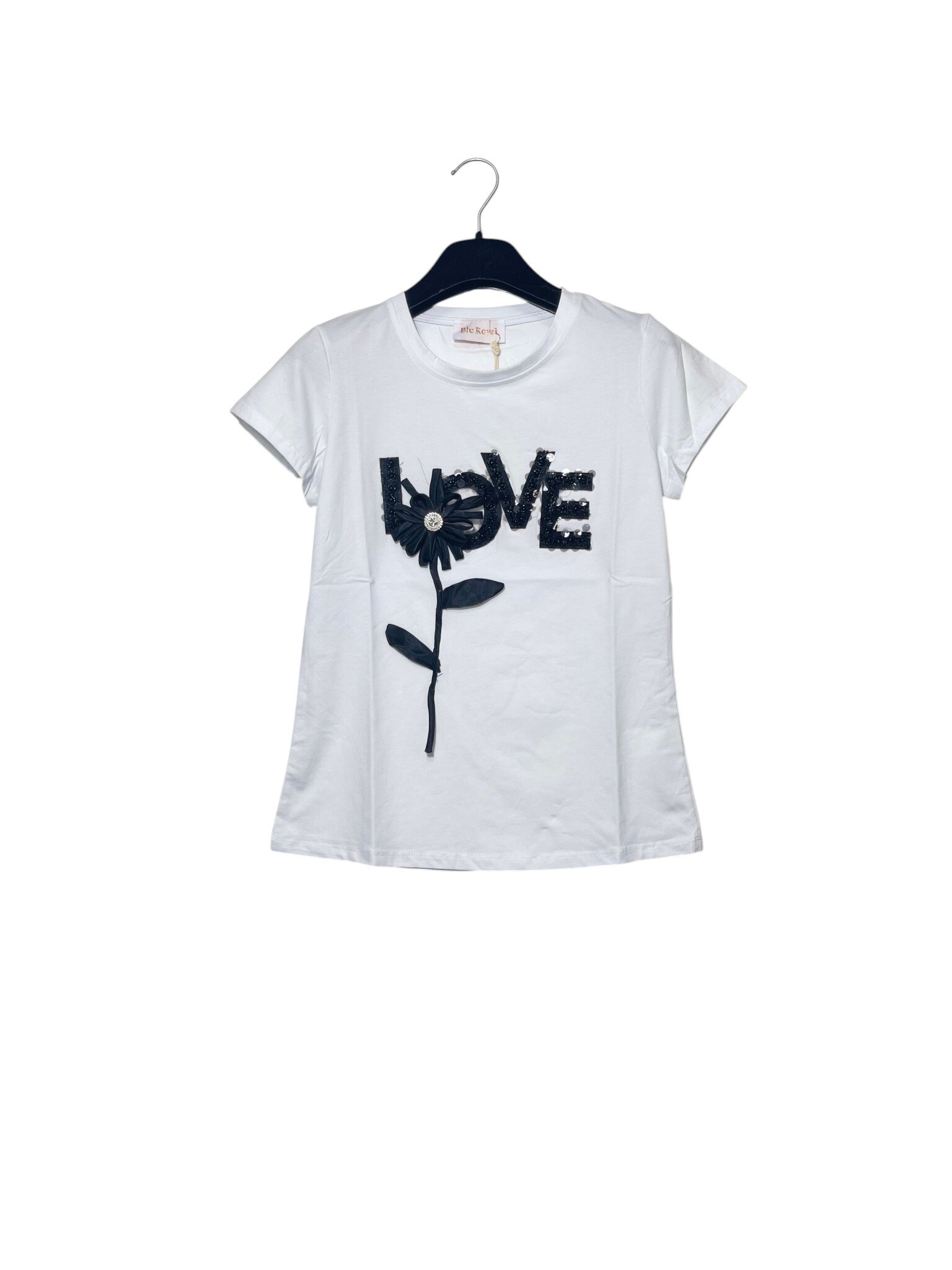 Wholesaler Elegance - Slim-fit T-shirt with flower-shaped appliqués and love lettering