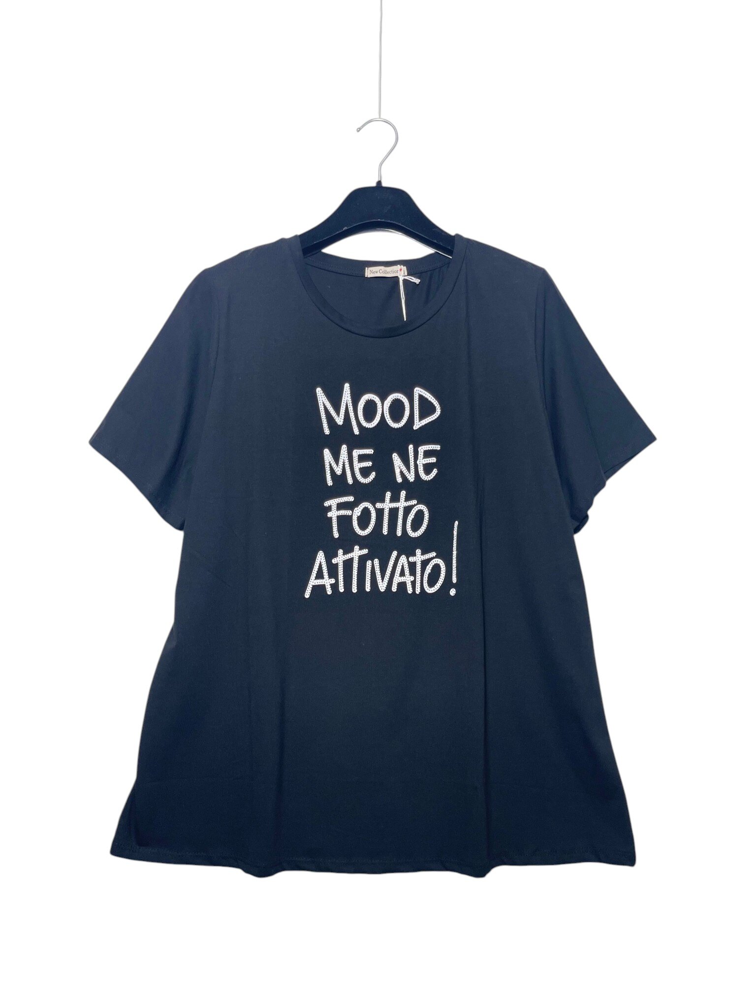 Mayorista Elegance - Camiseta de talla grande con la inscripción MOOD ME IMPORTA UN BLEDO ACTIVADO!