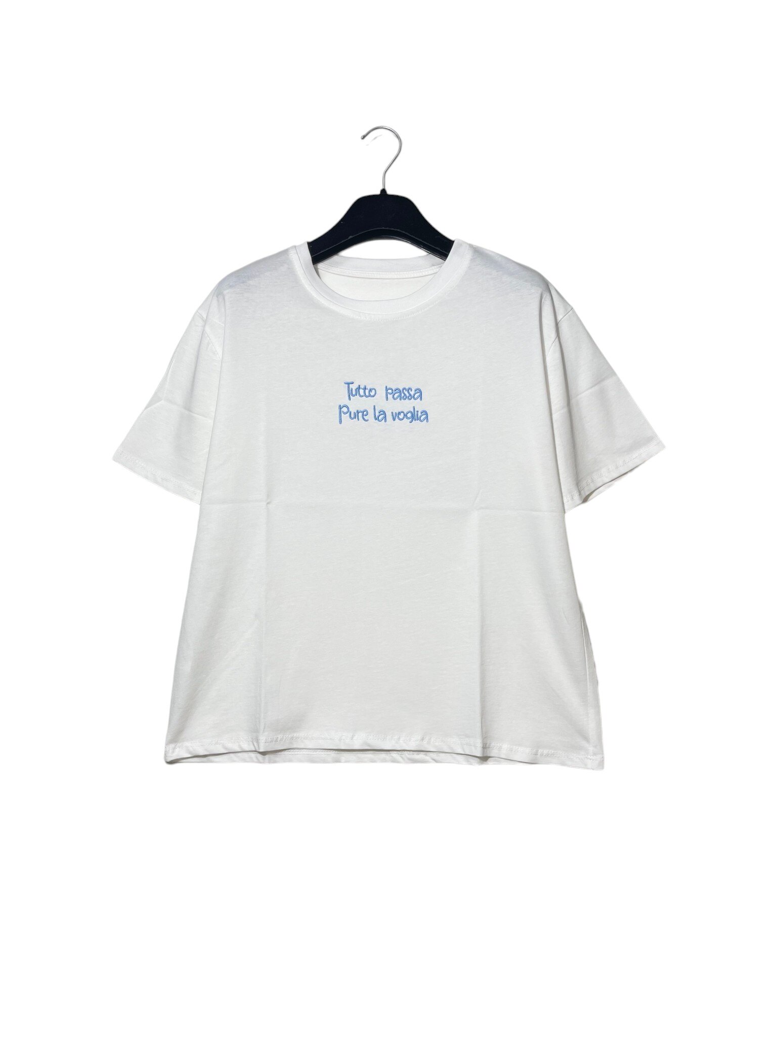 Mayorista Elegance - Camiseta mediana de puro algodón con texto bordado todo pasa incluso las ganas