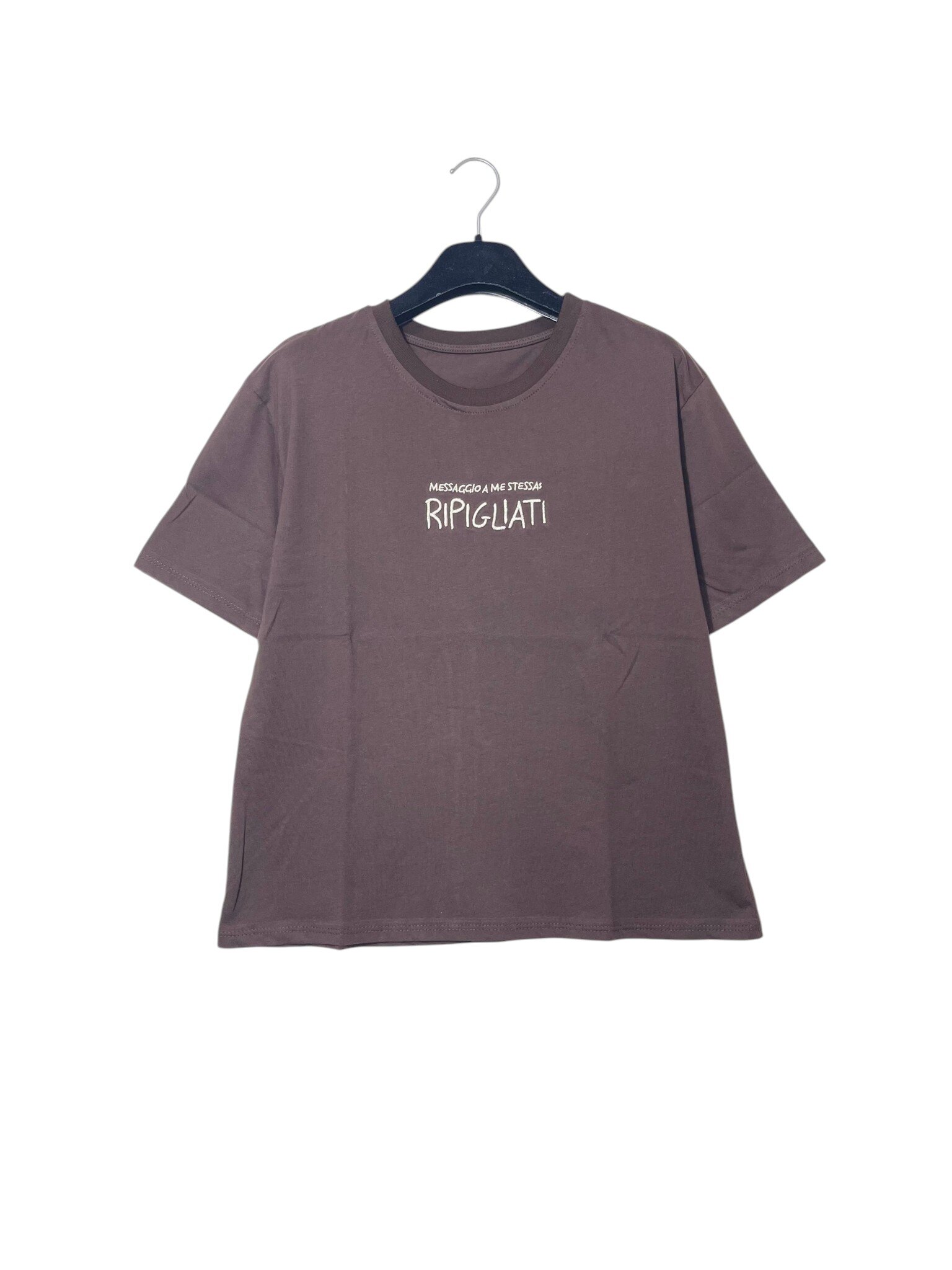 Mayorista Elegance - Camiseta mediana de puro algodón con mensaje bordado MENSAJE A MÍ MISMO: RECUPÉRATE