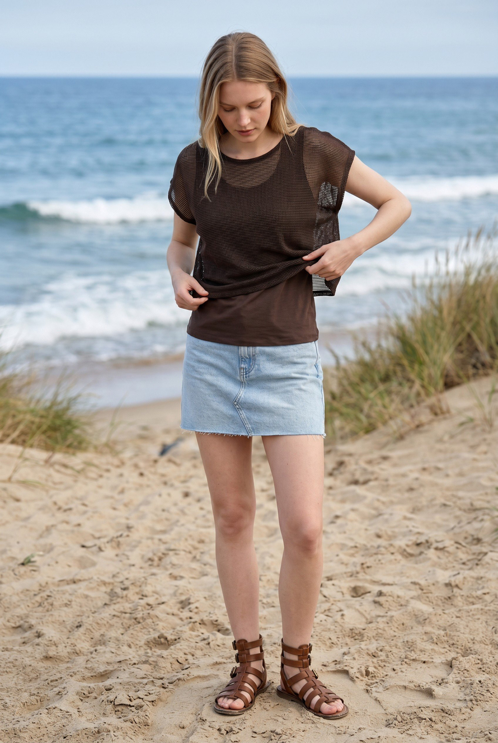 Wholesaler Elegance - Mesh T-shirt with inner tank top