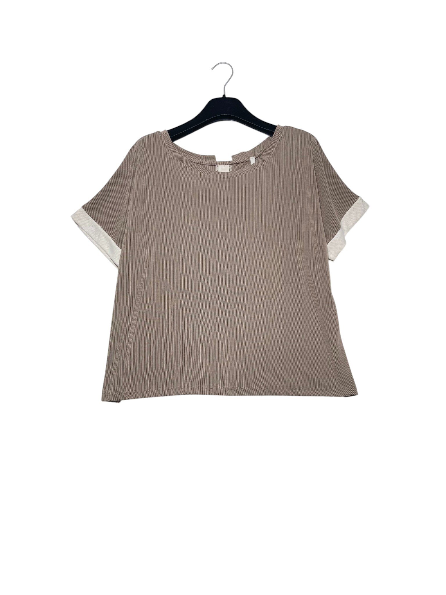 Wholesaler Elegance - Two-tone fine ribbed t-shirt, with buttons at the back