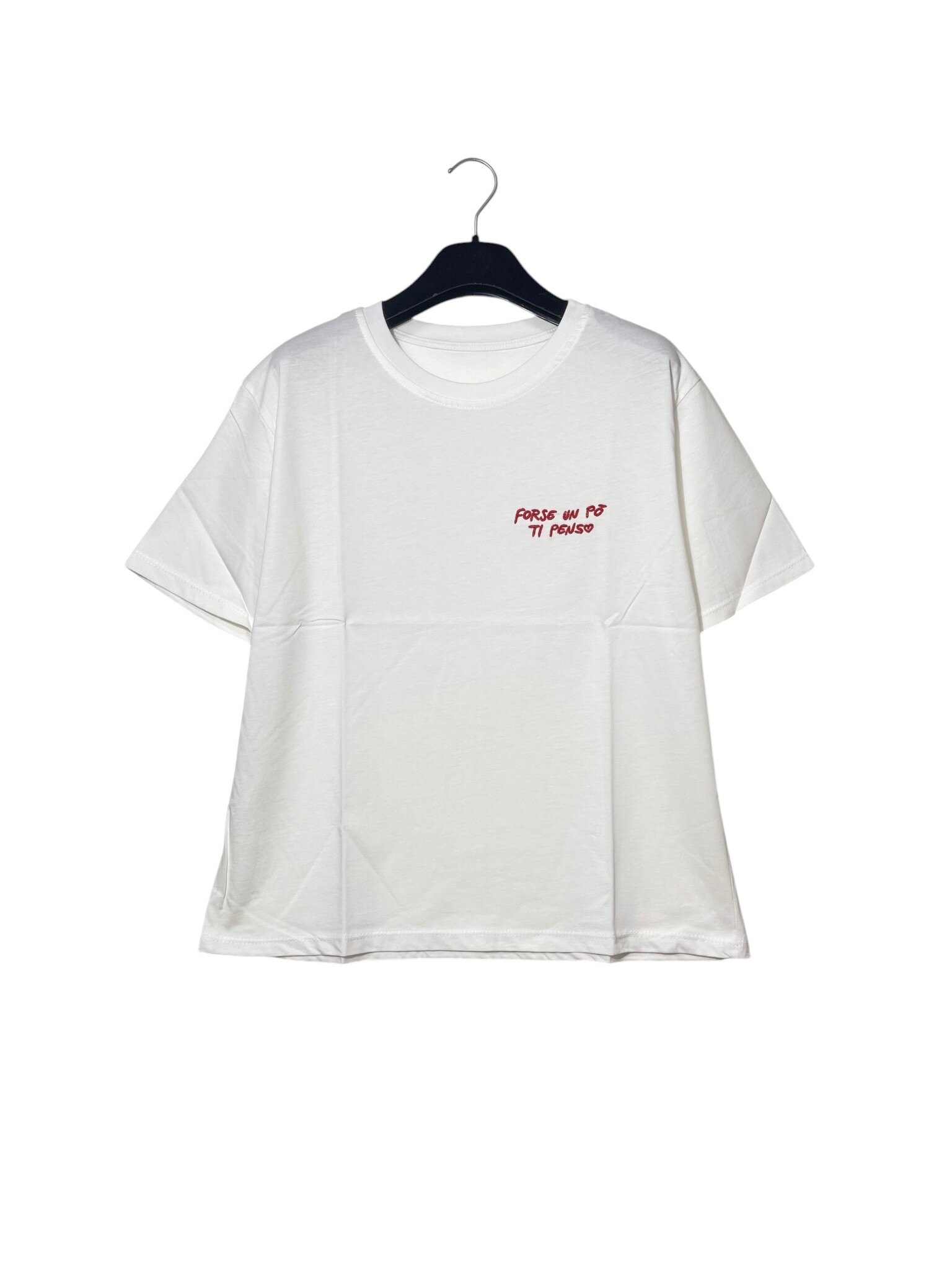 Mayorista Elegance - Camiseta de puro algodón con texto bordado QUIZÁS PIENSE EN TI