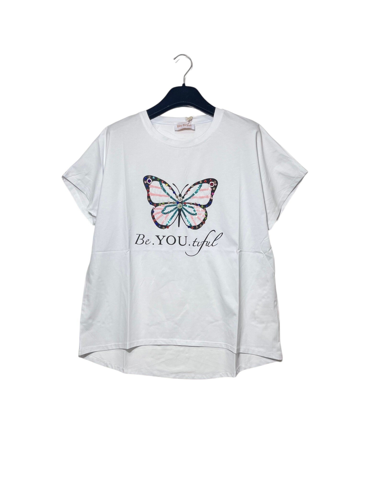Wholesaler Elegance - Oversized T-shirt with butterfly-shaped sequins