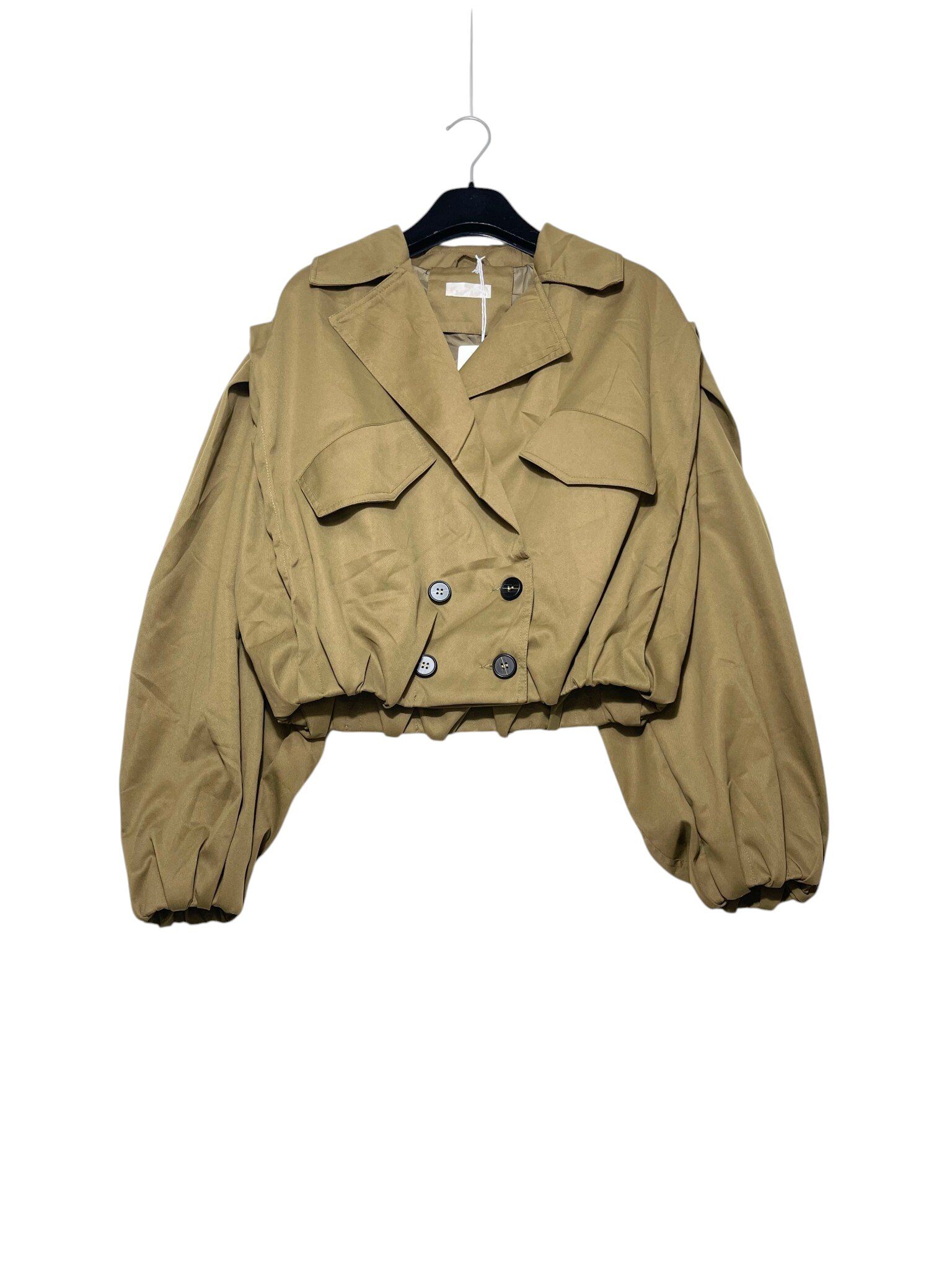 Grossiste Elegance - Trench court à manches plissées et double boutonnage