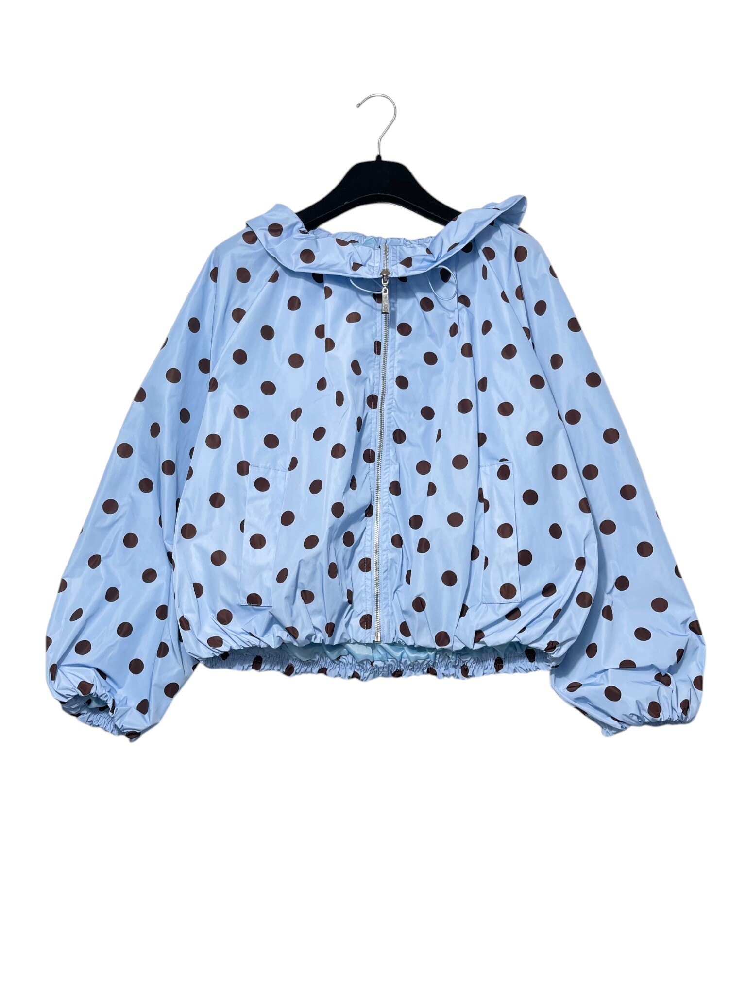 Wholesaler Elegance - Oversized jacket with polka dot high collar, elasticated at the waist