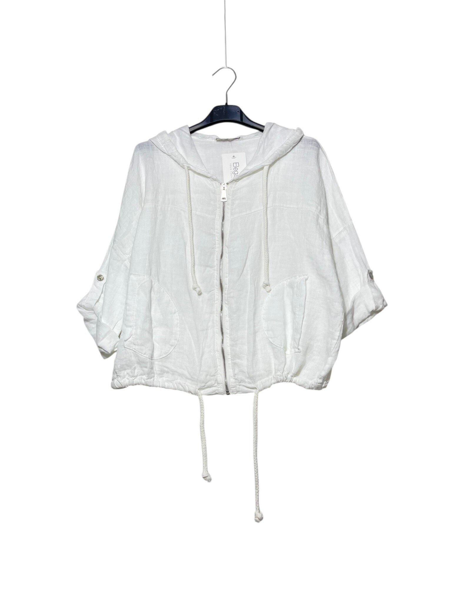 Wholesaler Elegance - Pure linen jacket with zip and hood