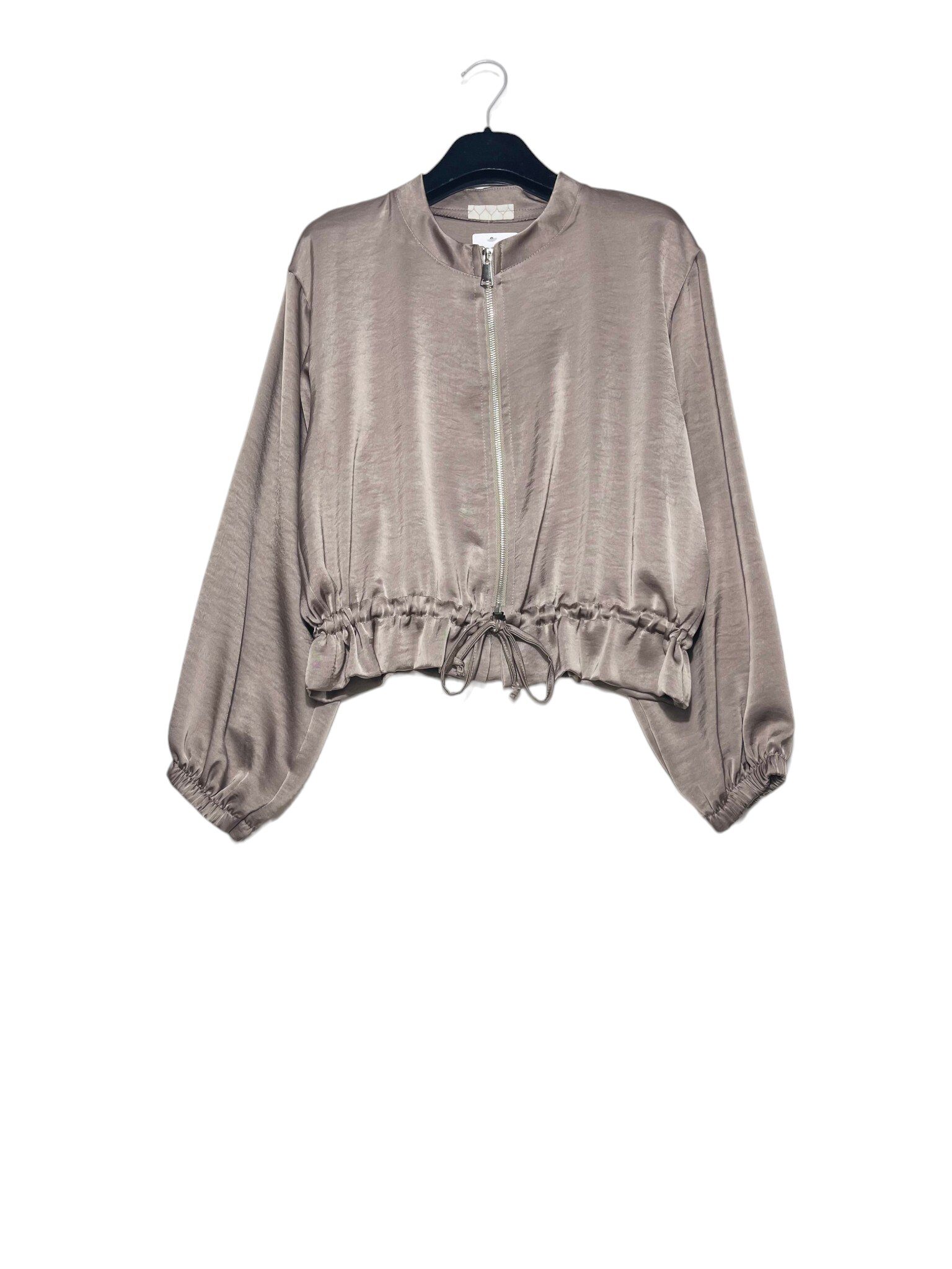 Wholesaler Elegance - Satin jacket with zipper and elastic waistband