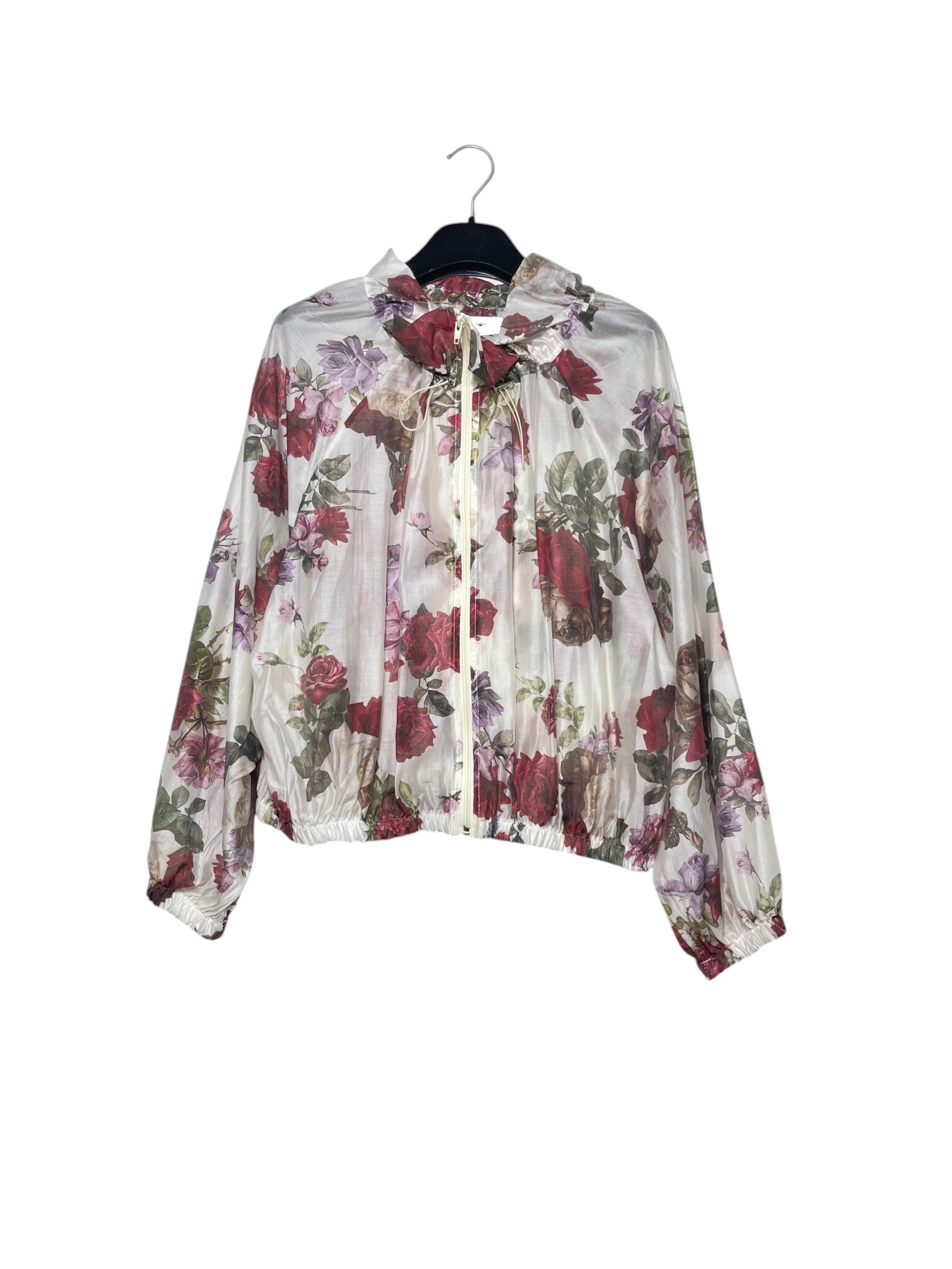 Wholesaler Elegance - Bomber jacket with ruffle collar and zip, floral print