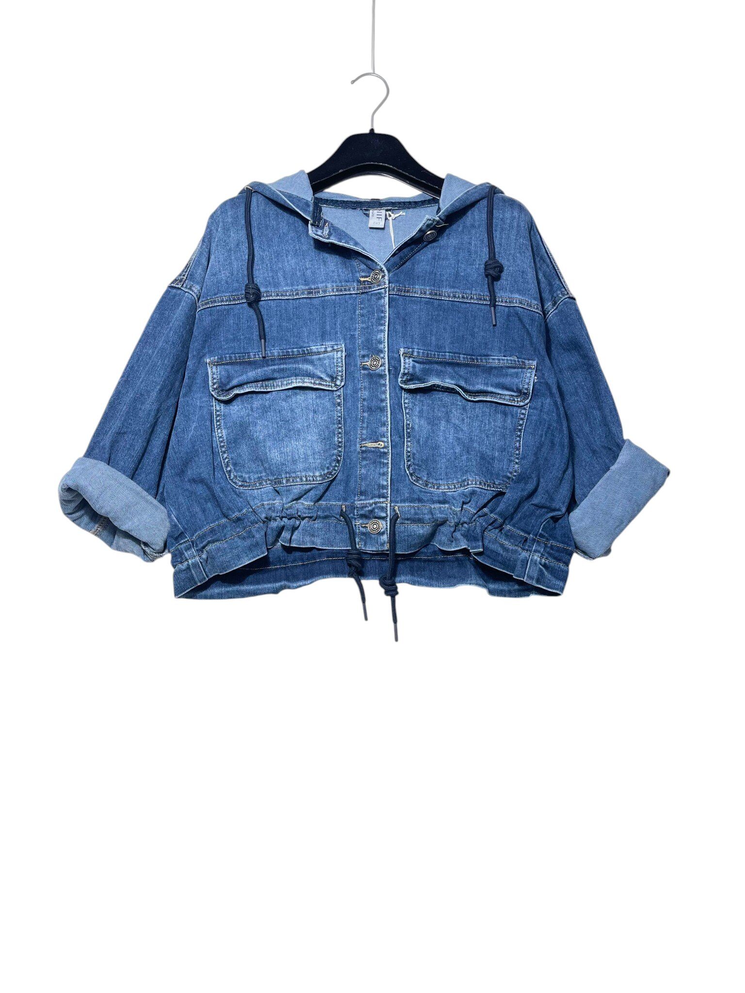 Wholesaler Elegance - Denim bomber jacket with hood