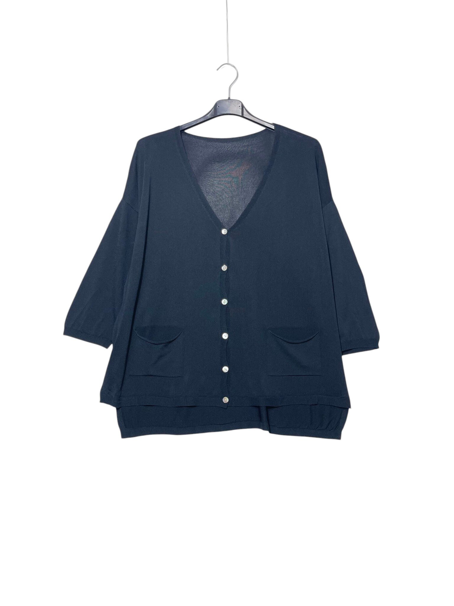 Grossista Elegance - Cardigan over in viscosa fredda con taschini frontali