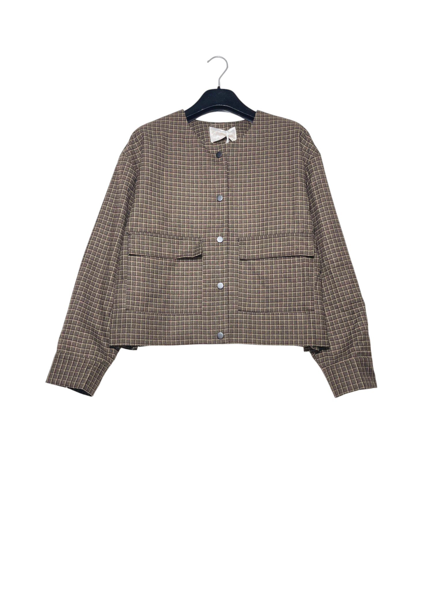 Grossiste Elegance - Veste en tweed à col rond avec boutons-pression