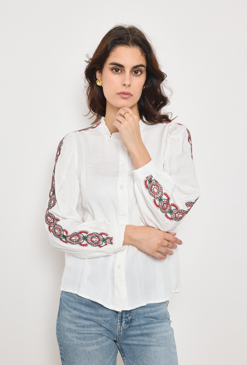 Wholesaler Elenza - long sleeve embroidery shirt