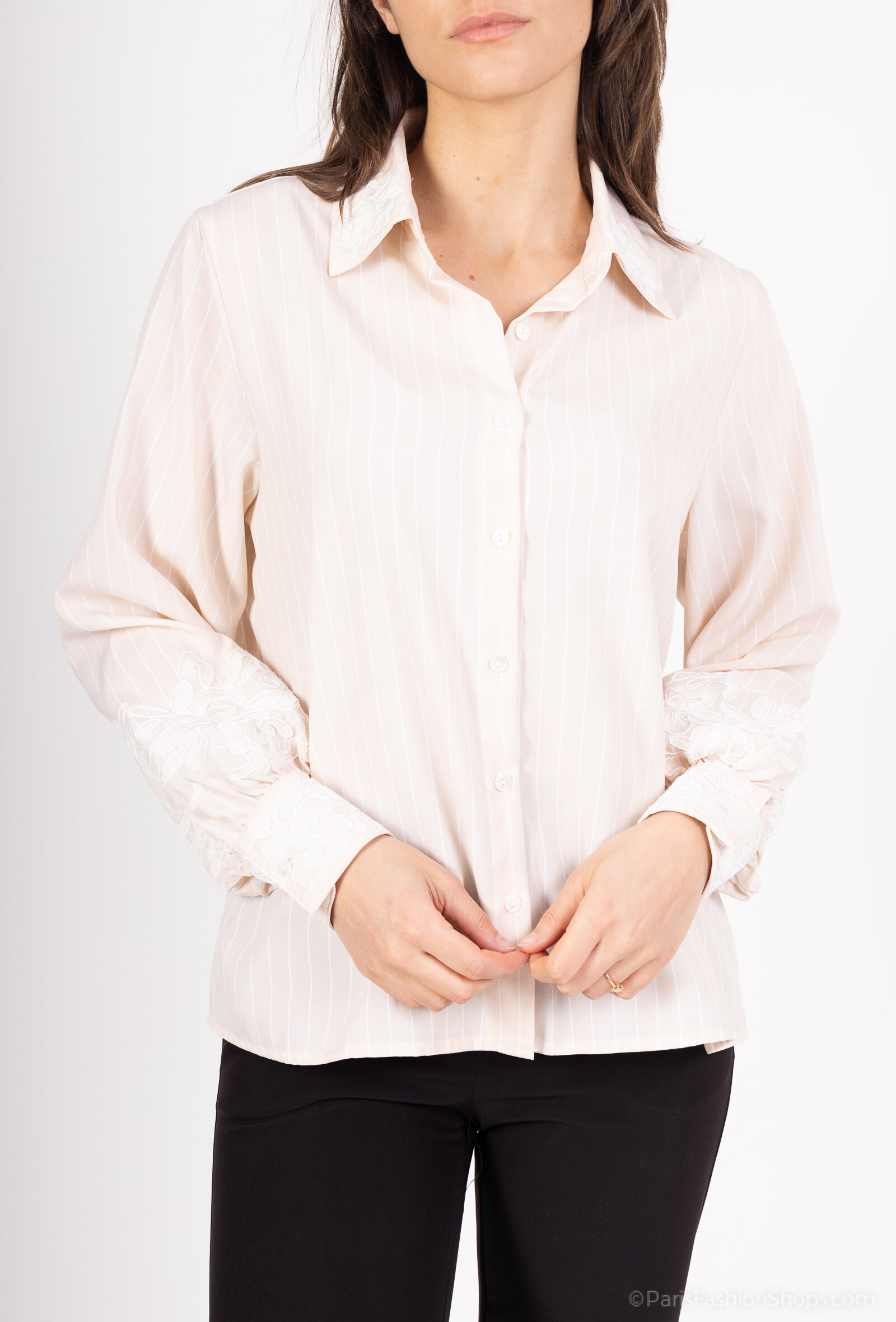 Wholesaler Elenza - embroidery striped shirt