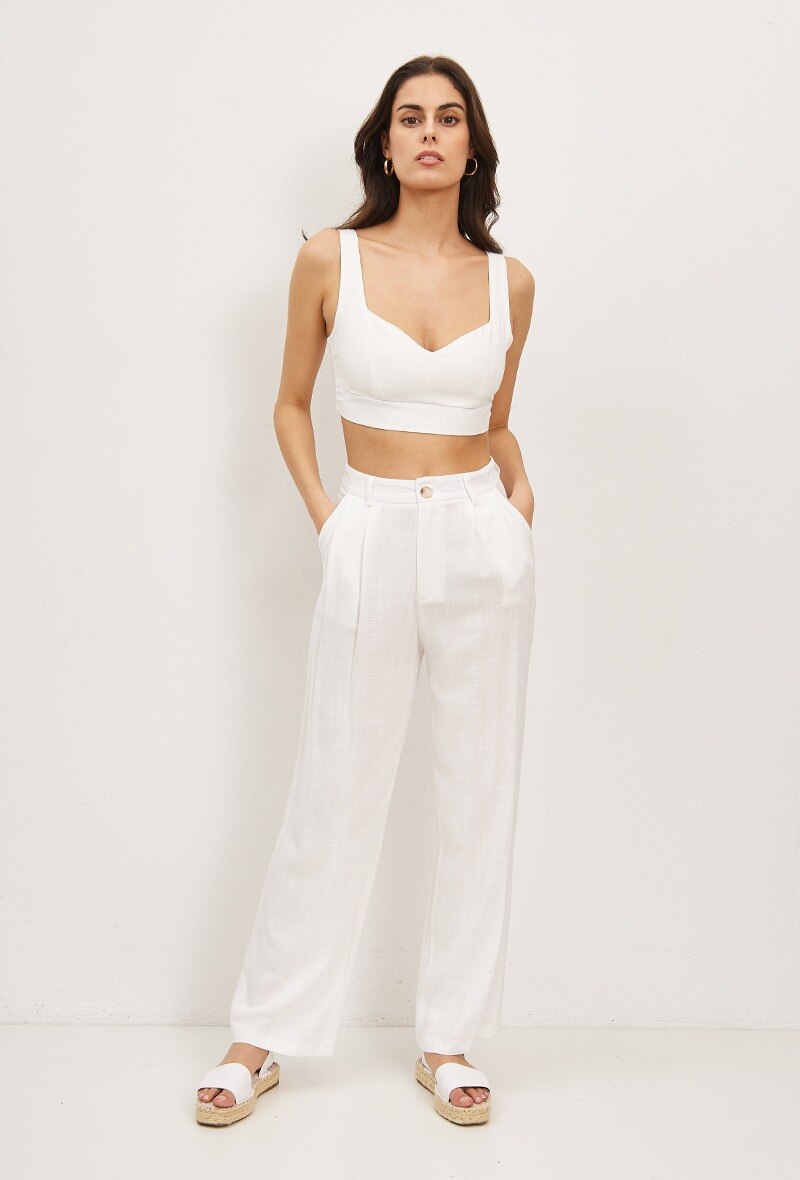 Grossiste Elenza - Pantalon à pinces en lin