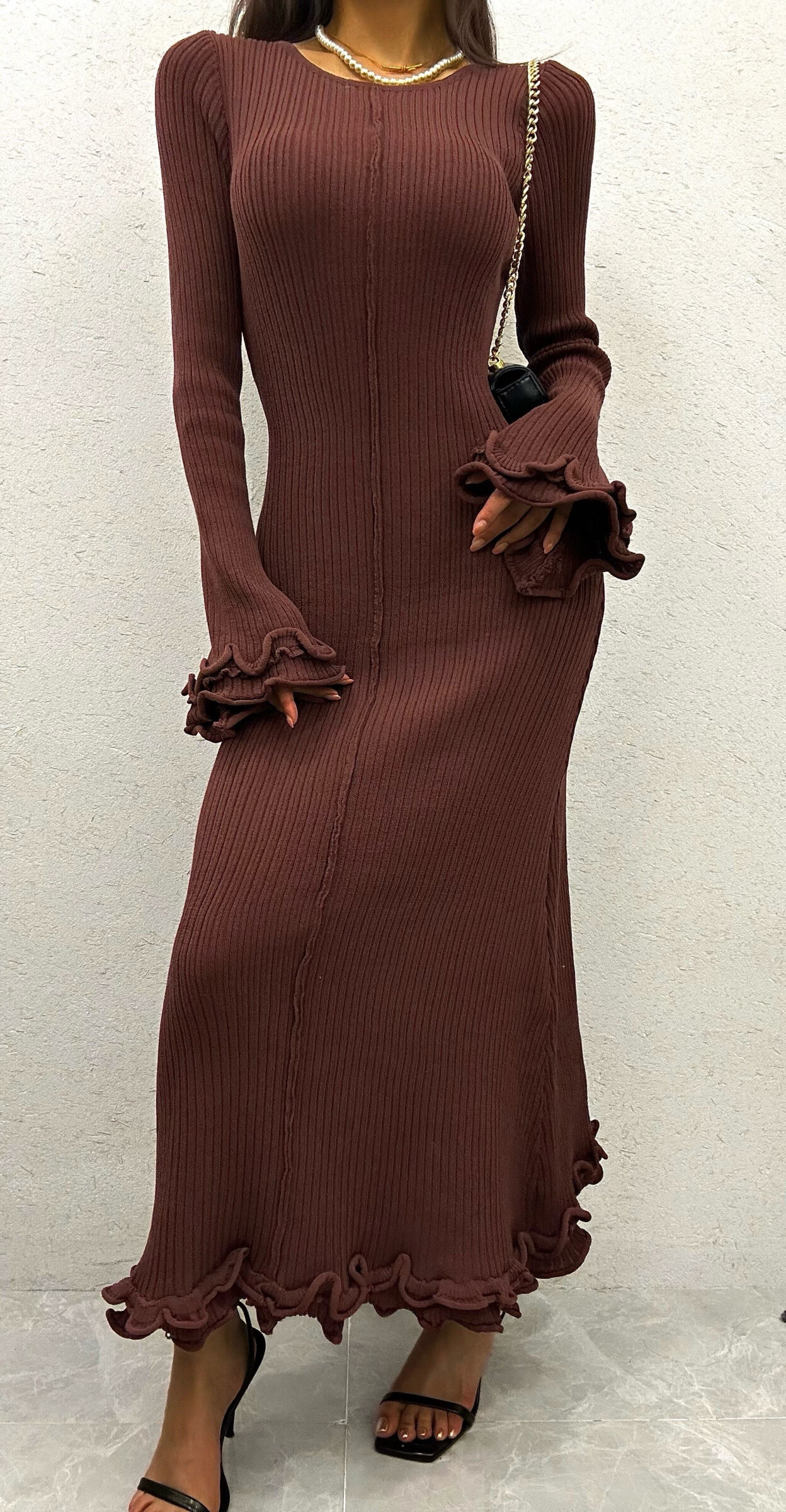 Wholesaler Elenza - Long Trico Dress fine naked in the back