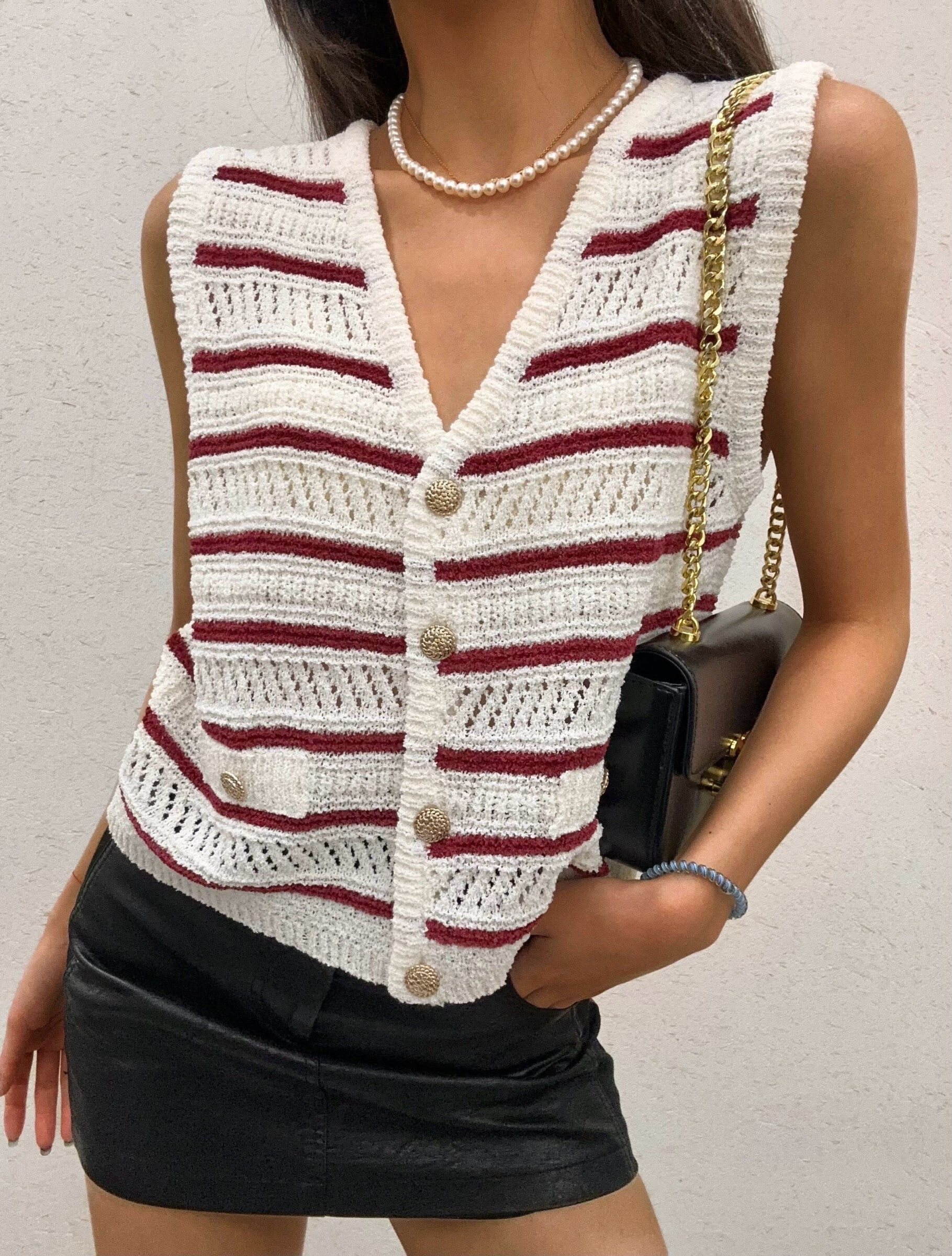 Wholesaler Elenza - Top Col V Biclor in knitting