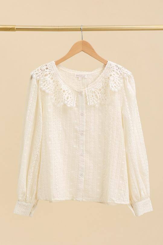 Grossiste Elina Studio - Blouse blanche brodée