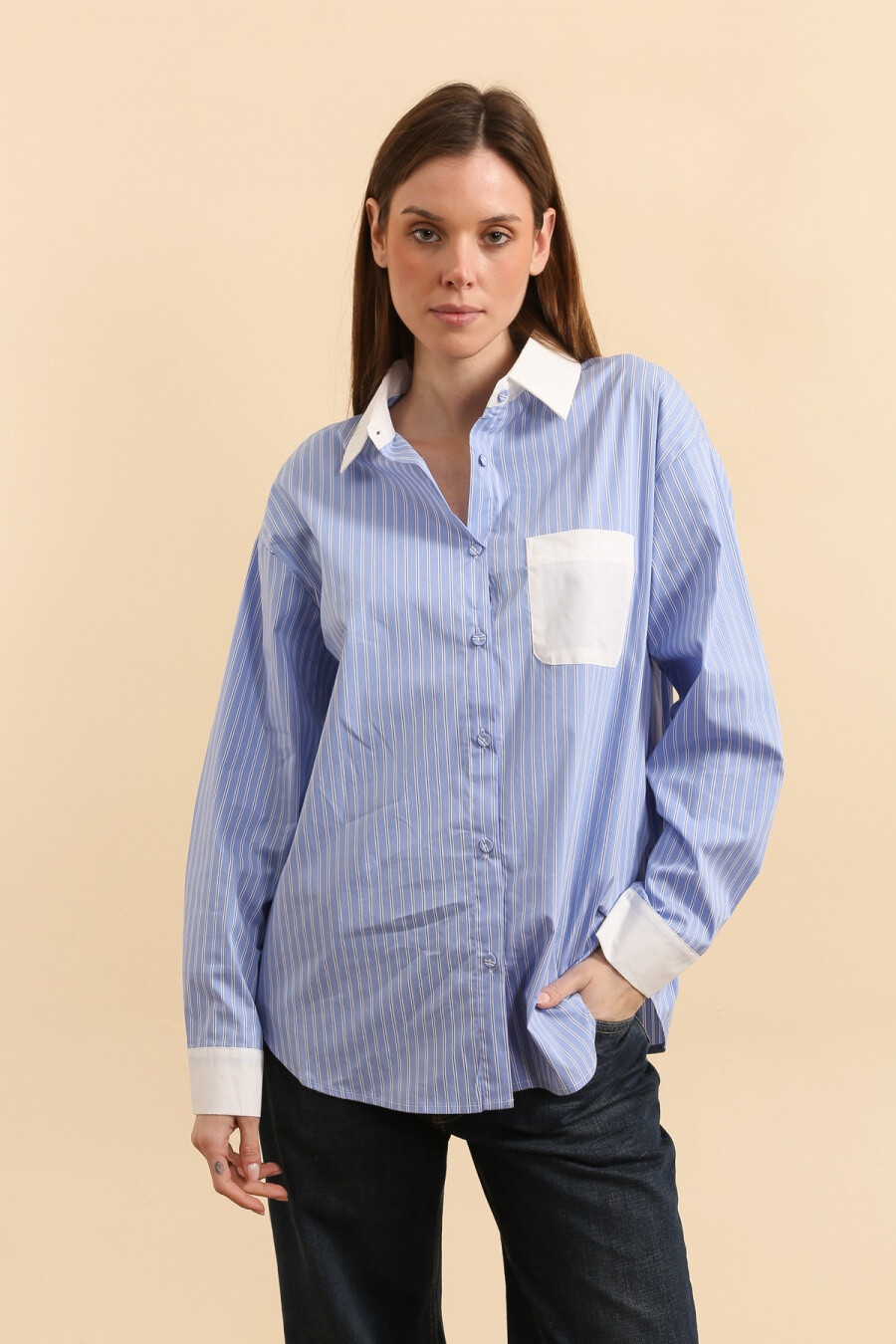 Wholesaler Elina Studio - Oversized striped shirt