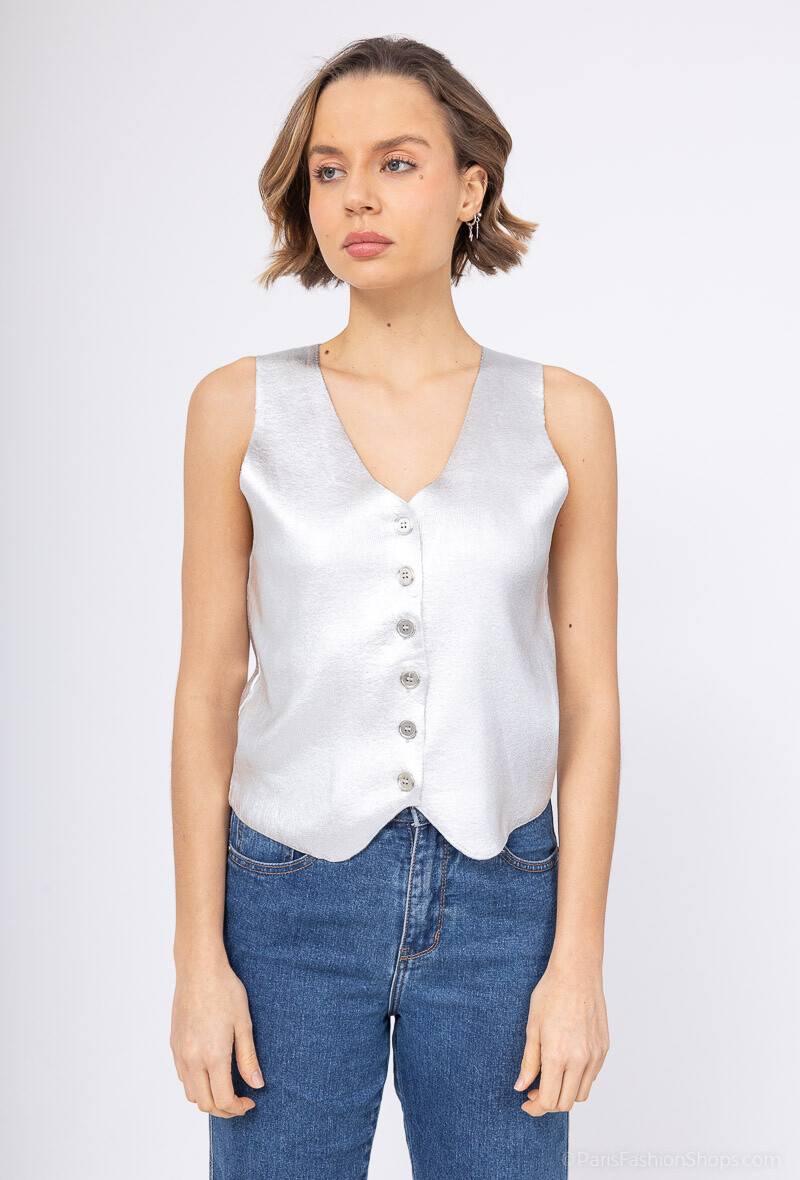 Grossista Elina Studio - Gilet senza maniche argentato