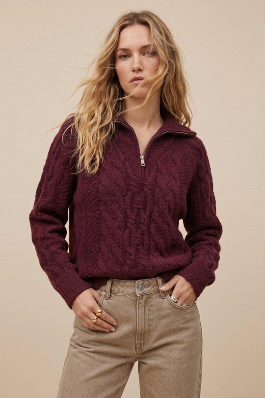 Grossista Elina Studio - Maglione a maglia con cerniera